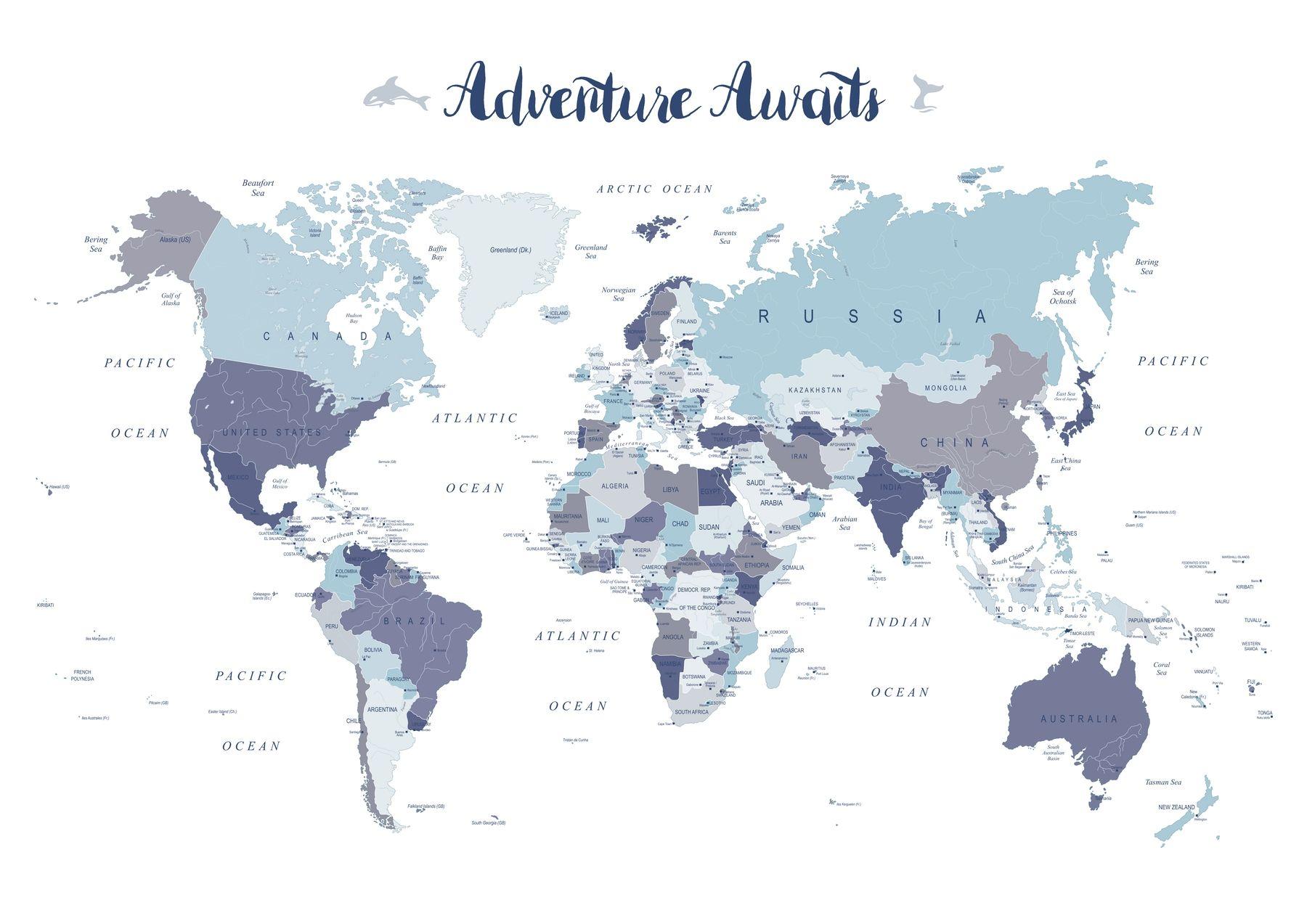1800x1273 Buy Adventure Awaits World Map wallpaper US shipping at