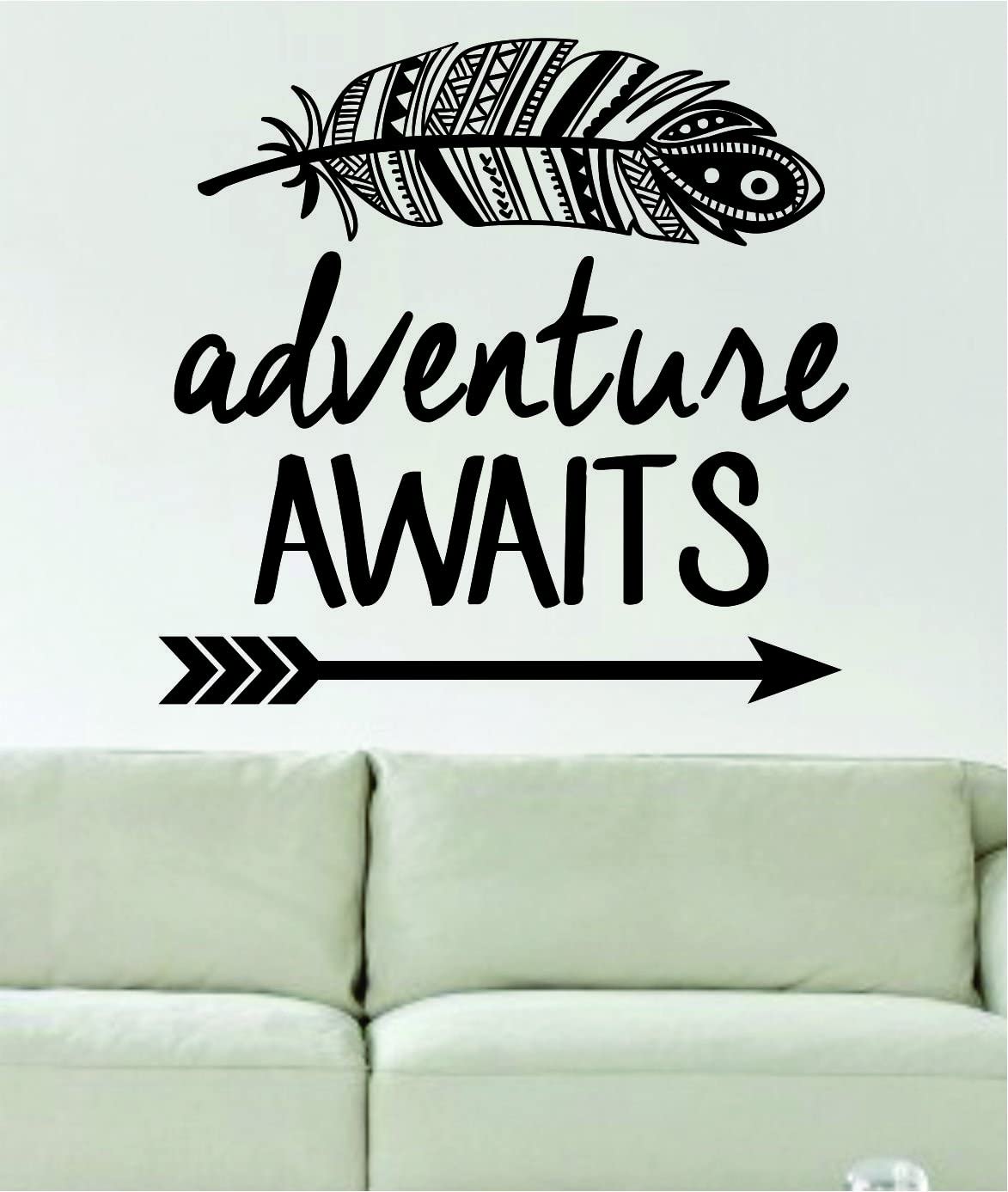 1173x1387 Adventure Awaits Feather and Arrow Design Decal Sticker Wall Vinyl Art Words Decor: Home & Kitchen
