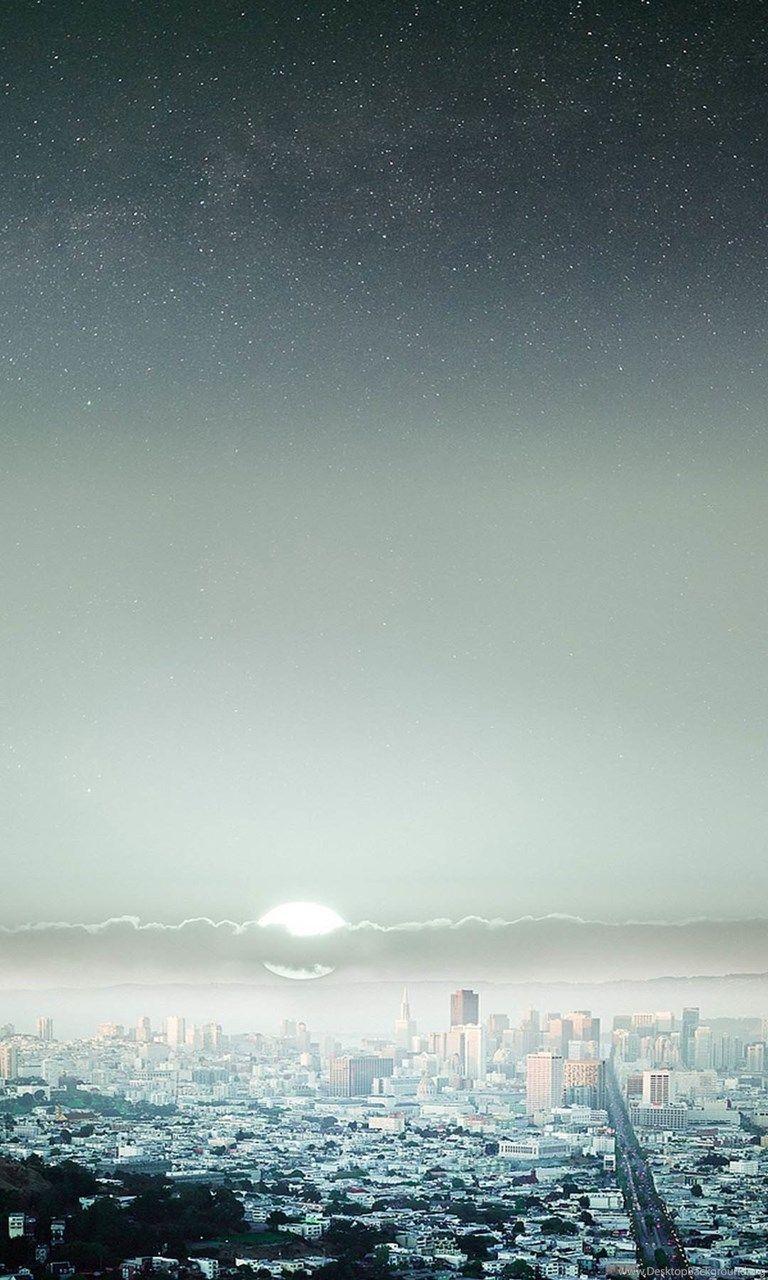 768x1280 Starry Night Sky Big City iPhone 6 Plus HD Wallpaper / IPod. Desktop Background