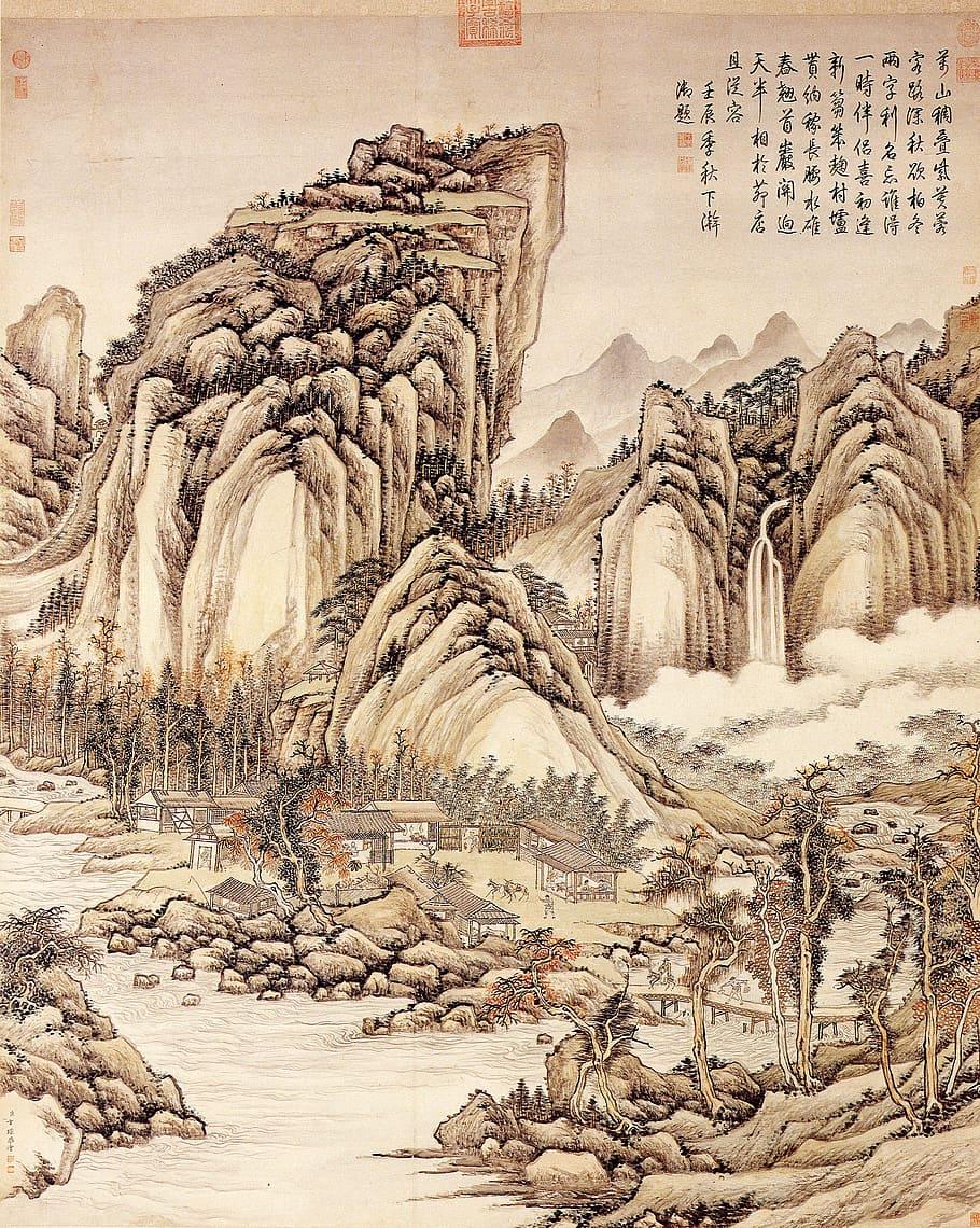 910x1140 Ink, Traditional Chinese Painting, Landscape, Art And Chinese Wallpaper HD HD Wallpaper