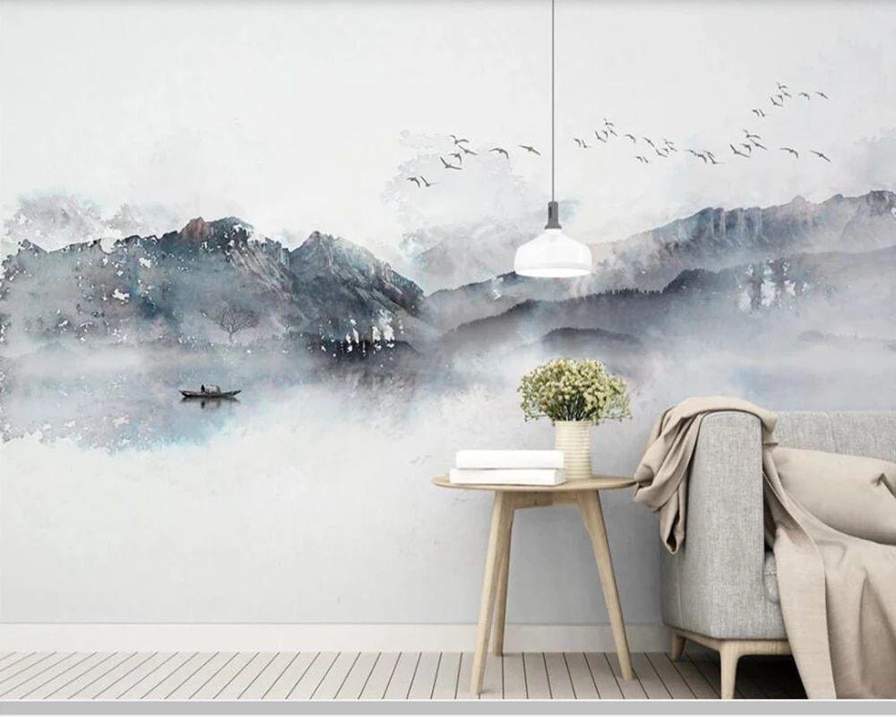 1000x800 Papel de parede Chinese style artistic abstract landscape painting 3D wallpaper, bedroom living room tv wall restaurant mural. Wallpaper