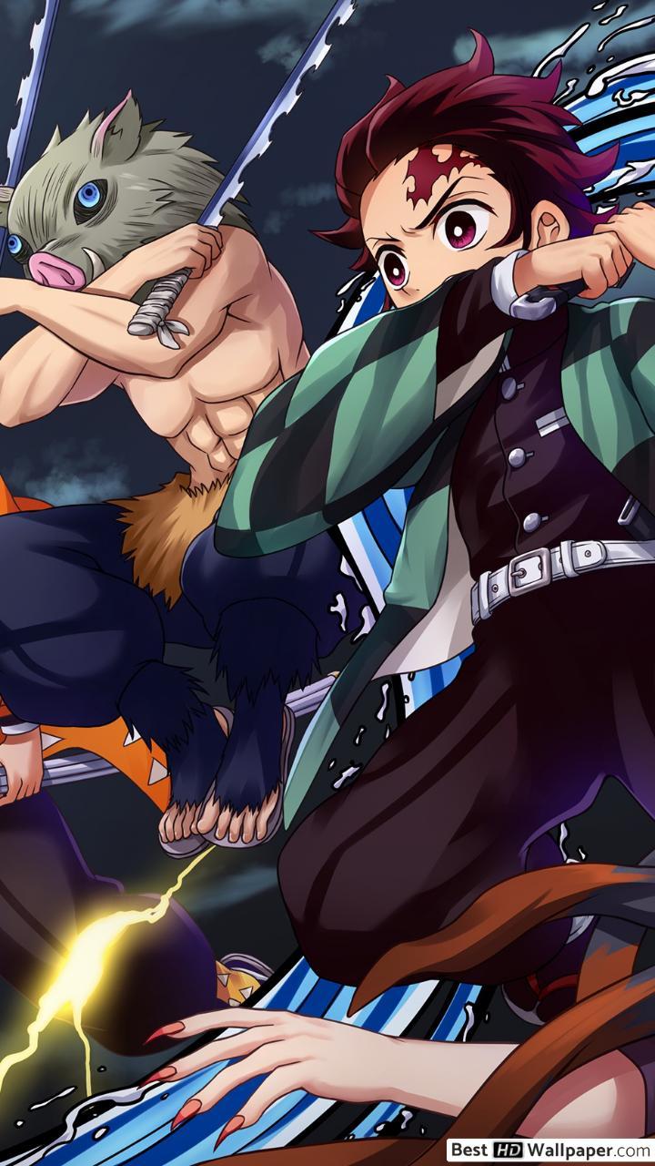 720x1280 Demon Slayer : Kimetsu No Yaiba Agatsuma, Inosuke Hashibira, Tanjiro Kamado & Nezuko Kamado HD wallpaper download