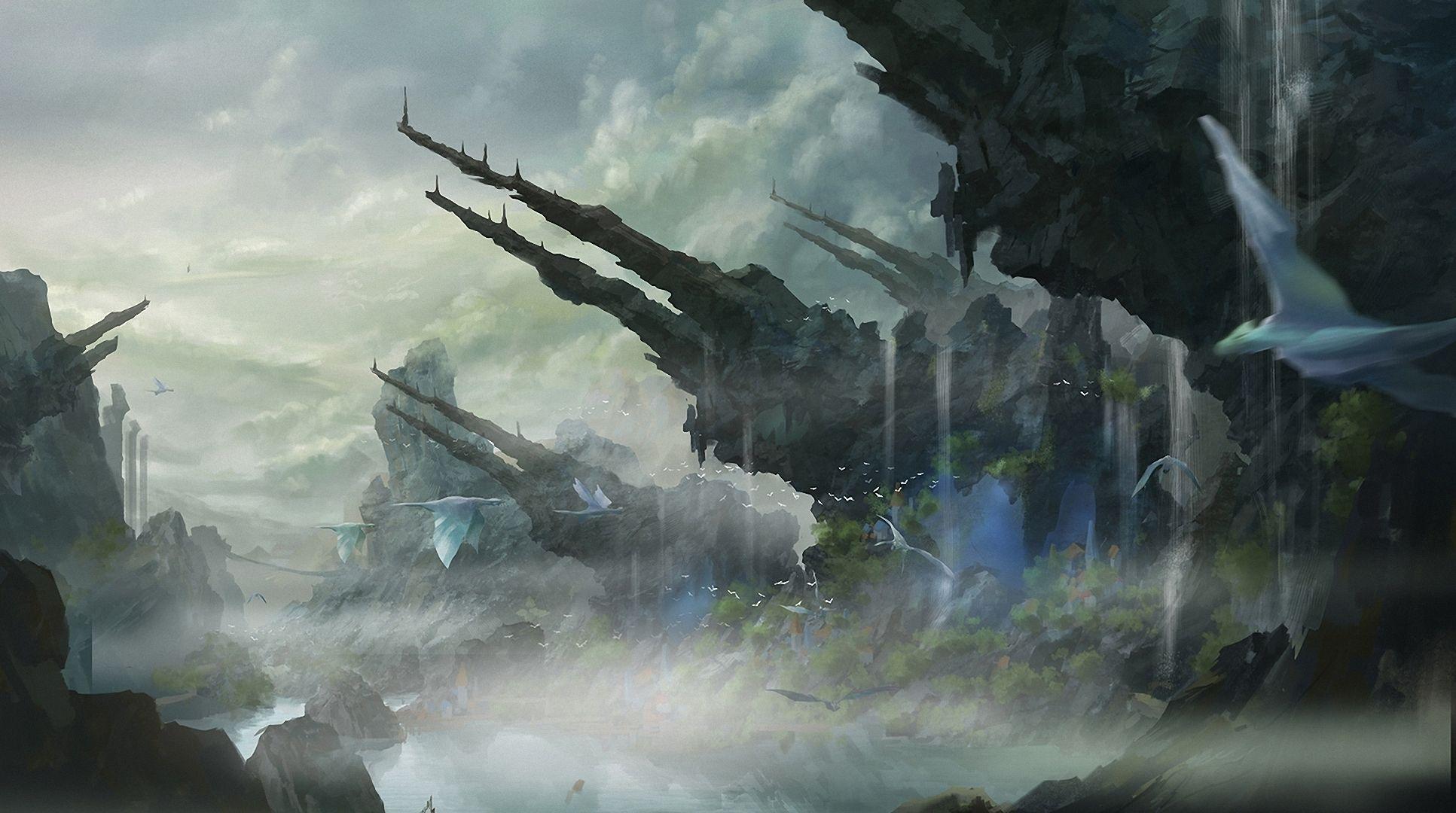 1933x1080 fantastic, World, Crag, Fantasy, Magical, Creatures, Creature Wallpaper HD / Desktop and Mobile Background