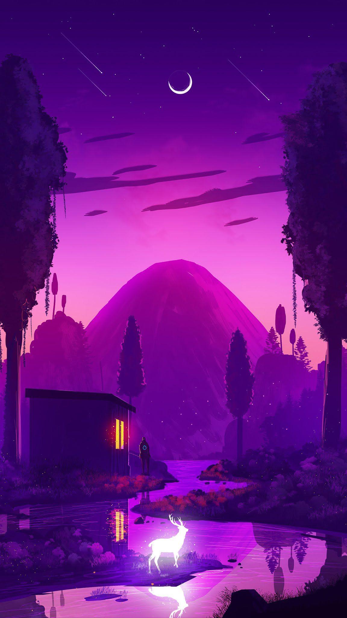 1152x2048 The magical lake house Mobile Wallpaper. Fantasy Image Mobile Walls
