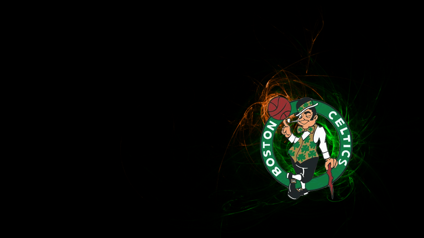 1366x768 NBA Boston Celtics Logo Black wallpaper HD. Free desktop