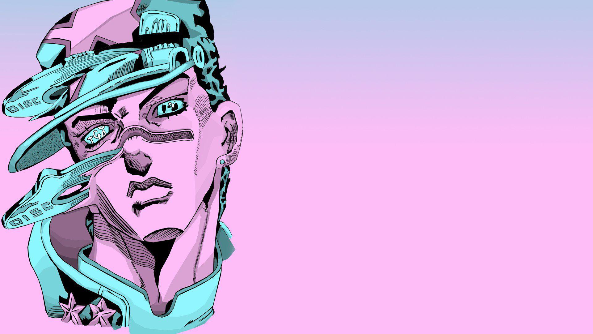 1920x1080 Jojo Green And Pink Jolyne Cujoh With Purple Background And Blue On Top HD Anime Wallpaper