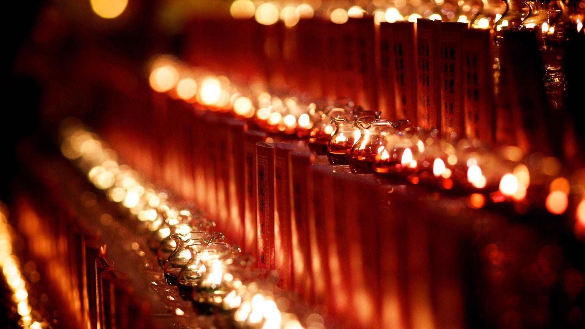 1920x1080 lights, Singapore, lamps, buddhism, bokeh, temples, depth of field, oil lamp wallpaper