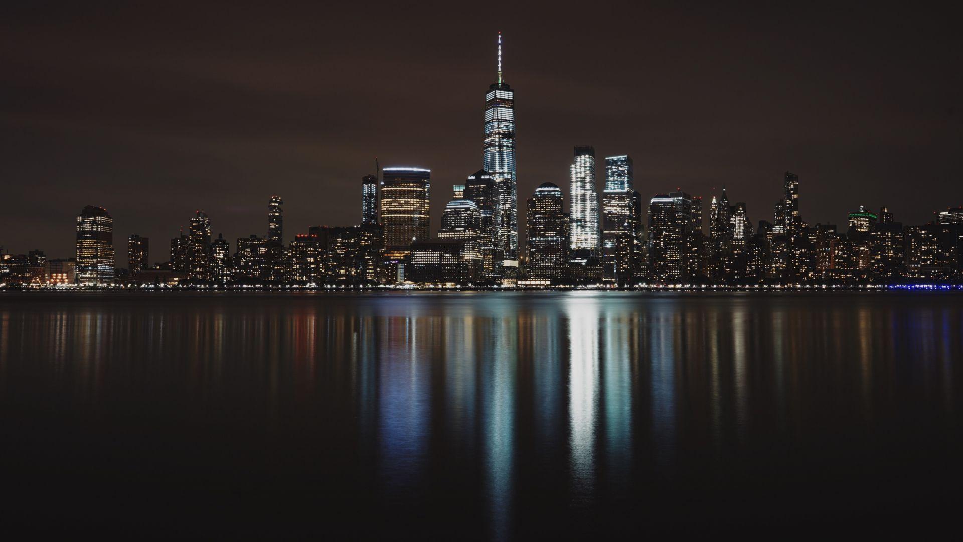 1920x1080 Desktop Wallpaper New York, City, Night, Reflections, 5k, HD Image, Picture, Background, 4be839