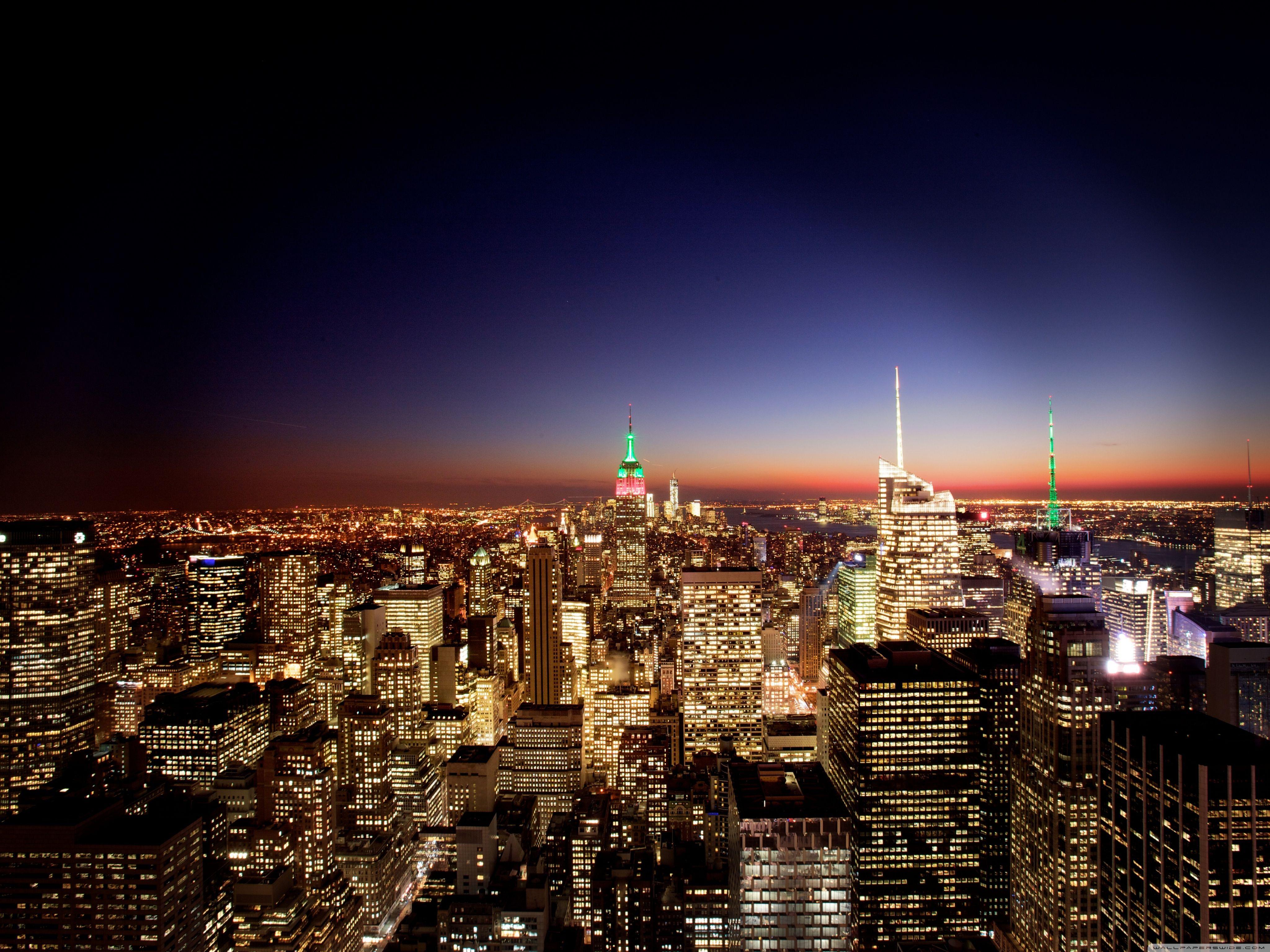 4096x3072 New York City At Night Ultra HD Desktop Background Wallpaper for : Multi Display, Dual Monitor : Tablet