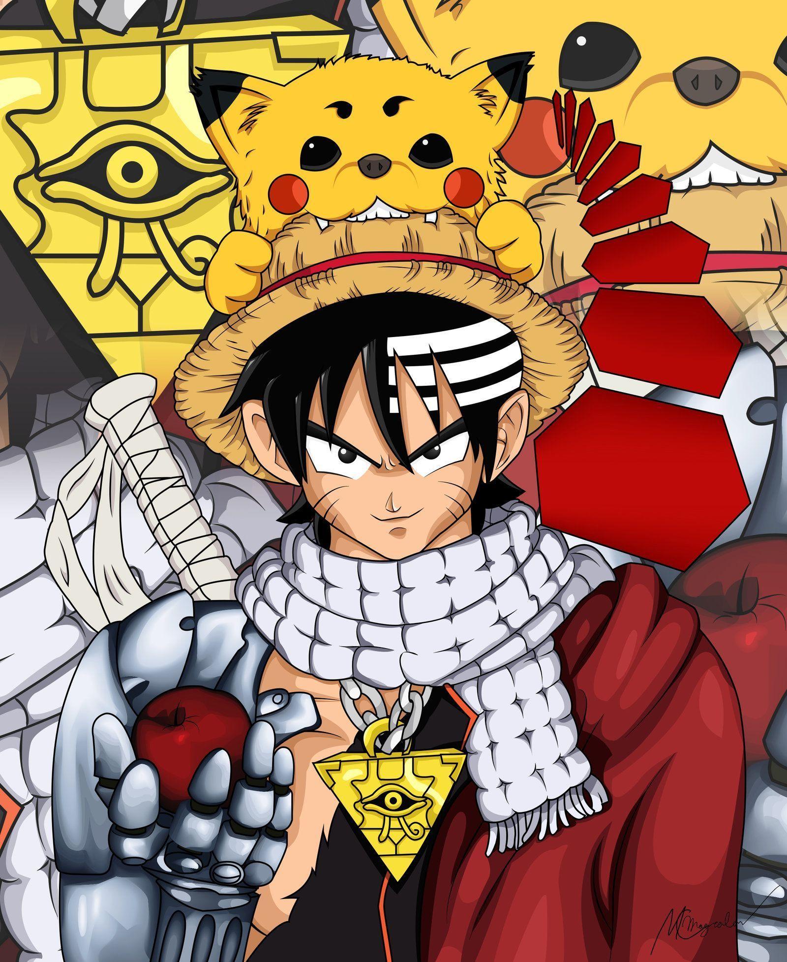 1600x1955 Anime Mashup Desktop Wallpaper
