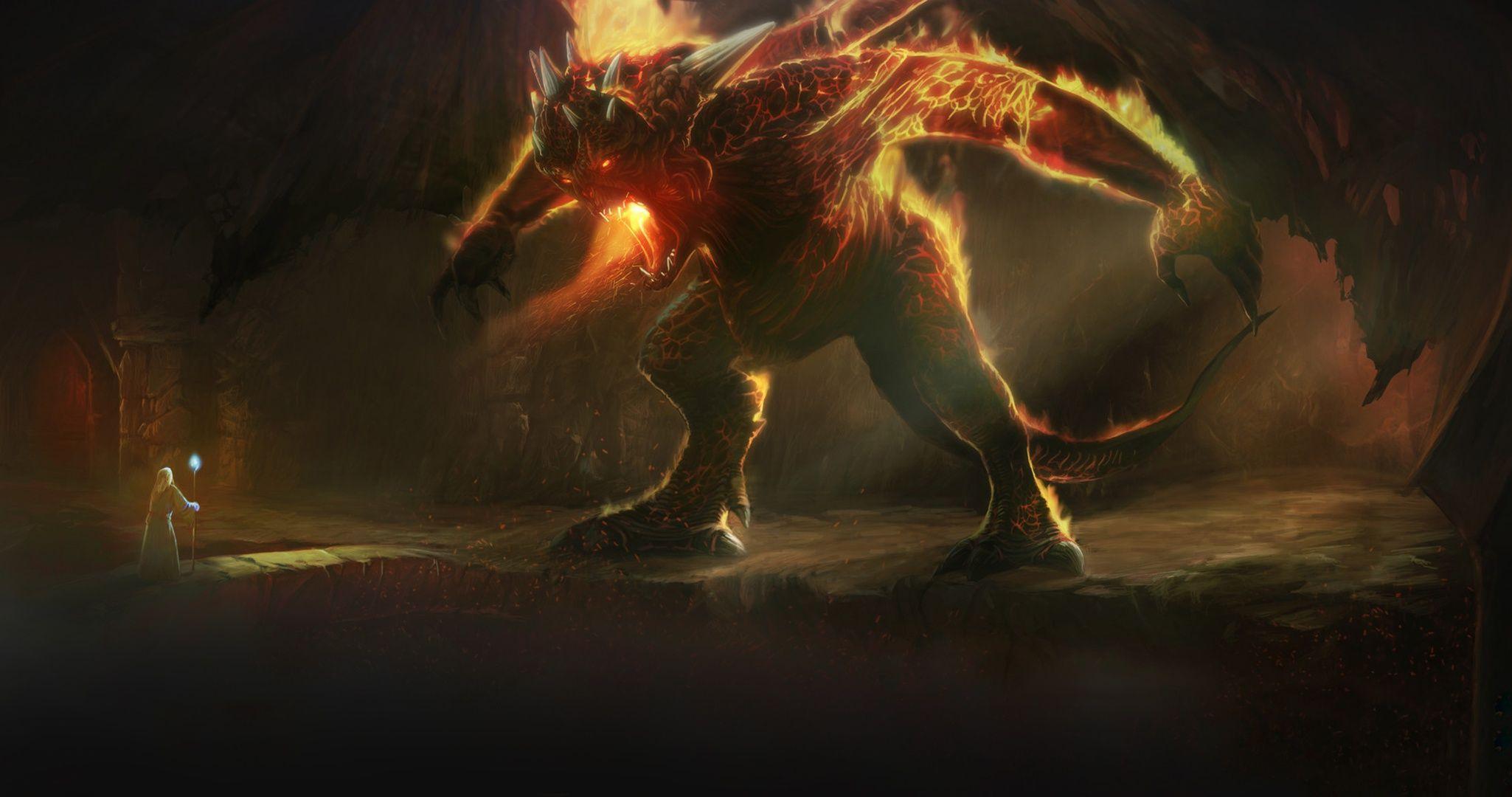 2050x1080 The Lord Of The Rings Balrog Gandalf Fantasy Art Demon Wallpaper:2050x1080