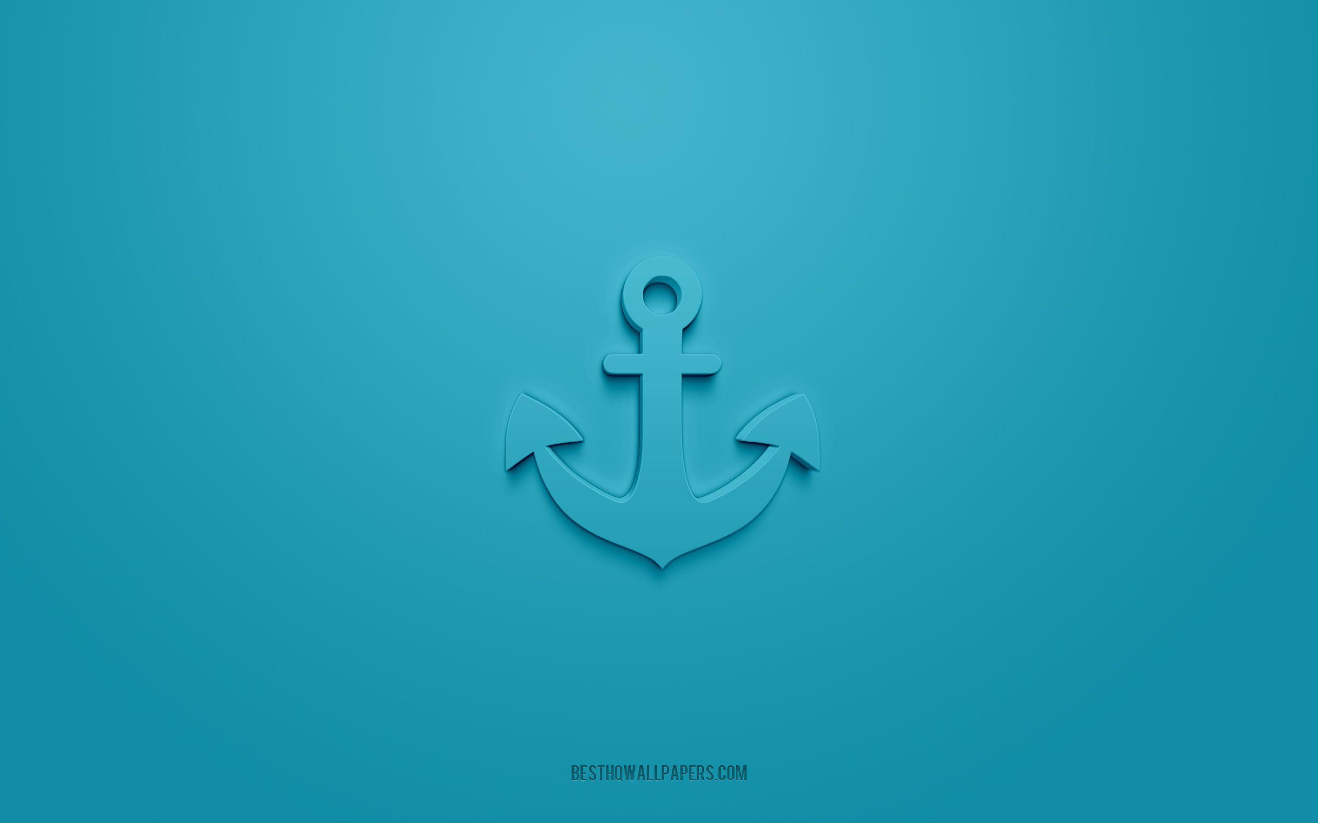 2560x1600 Download wallpaper Anchor 3D icon, blue background, 3D symbols, Anchor, Sea icons, 3D icons, Anchor sign, Sea 3D icons for desktop with resolution 2560x1600. High Quality HD picture wallpaper