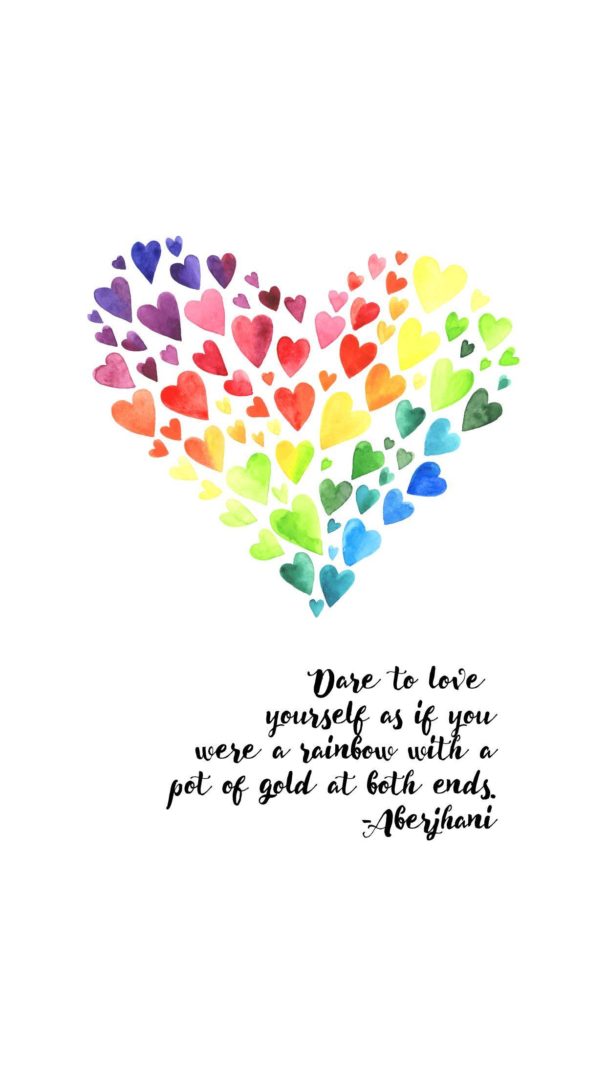 1242x2208 Rainbow Hearts Digital Wallpaper