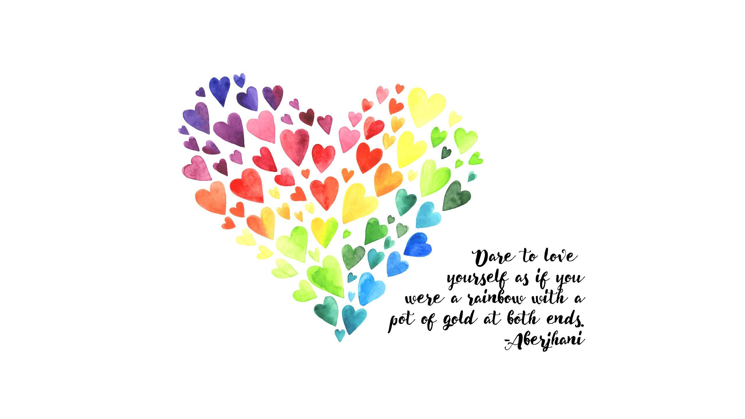 2560x1440 Rainbow Hearts Digital Wallpaper