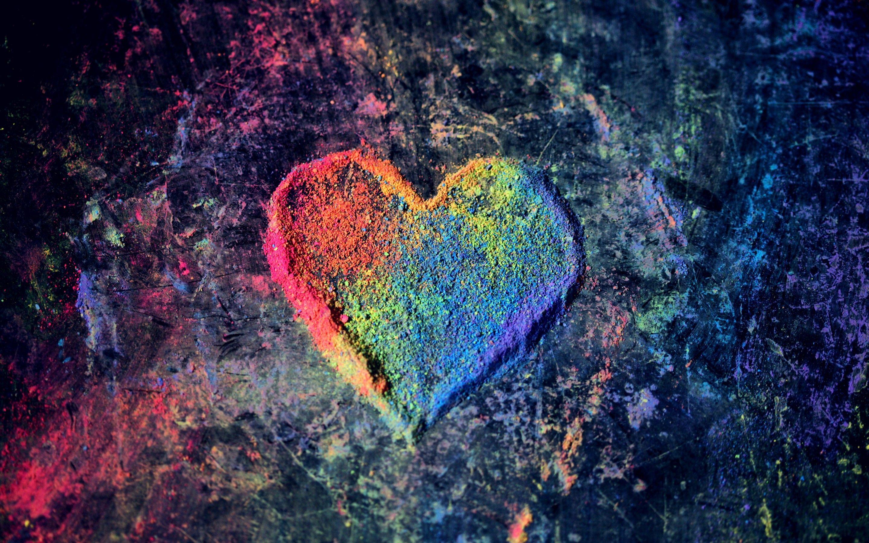 2880x1800 Love heart 4K Wallpaper, Rainbow colors, Colorful, Chalk dust, 5K, Photography
