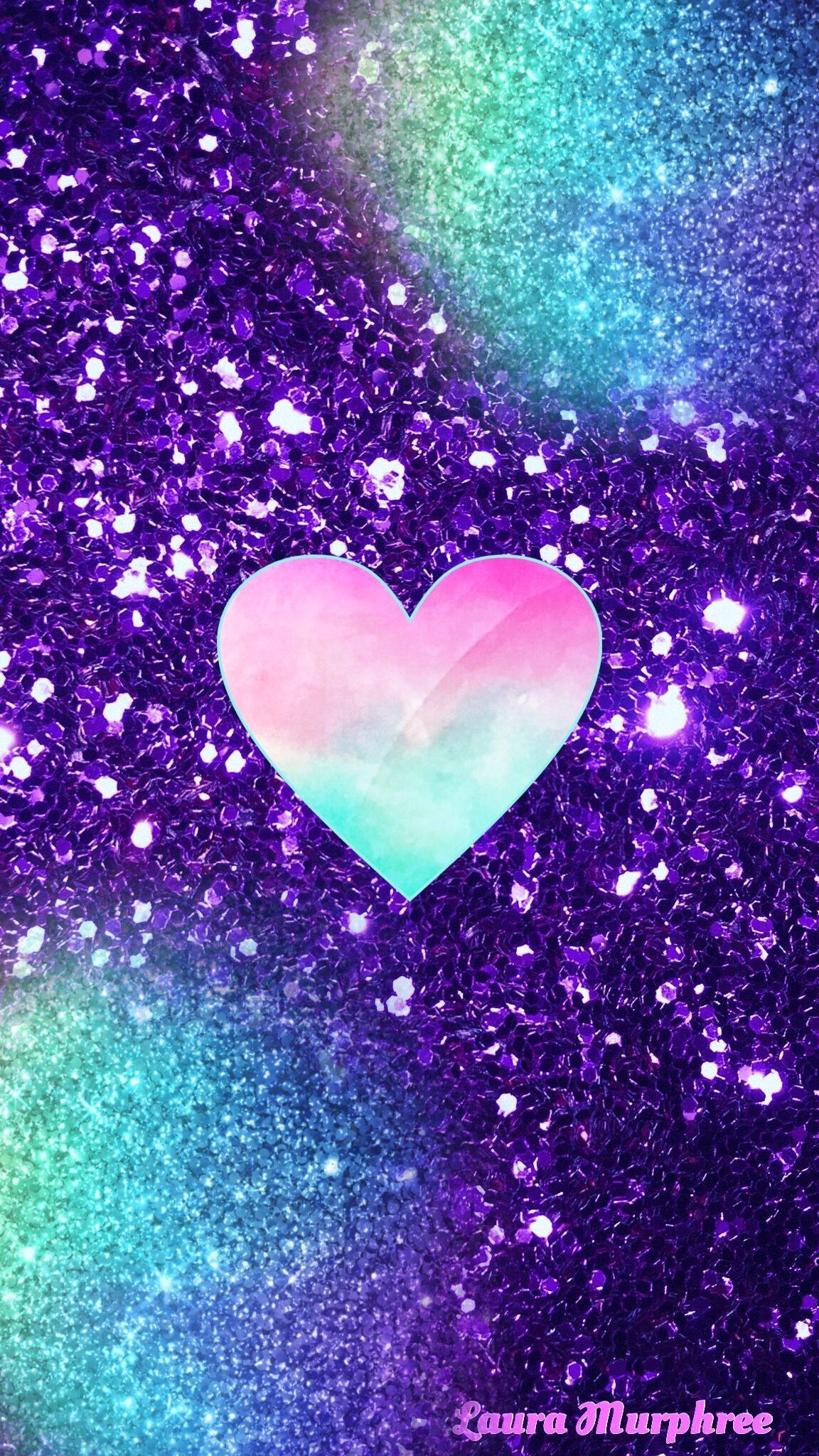 1152x2048 Colorful Glitter Hearts Wallpaper