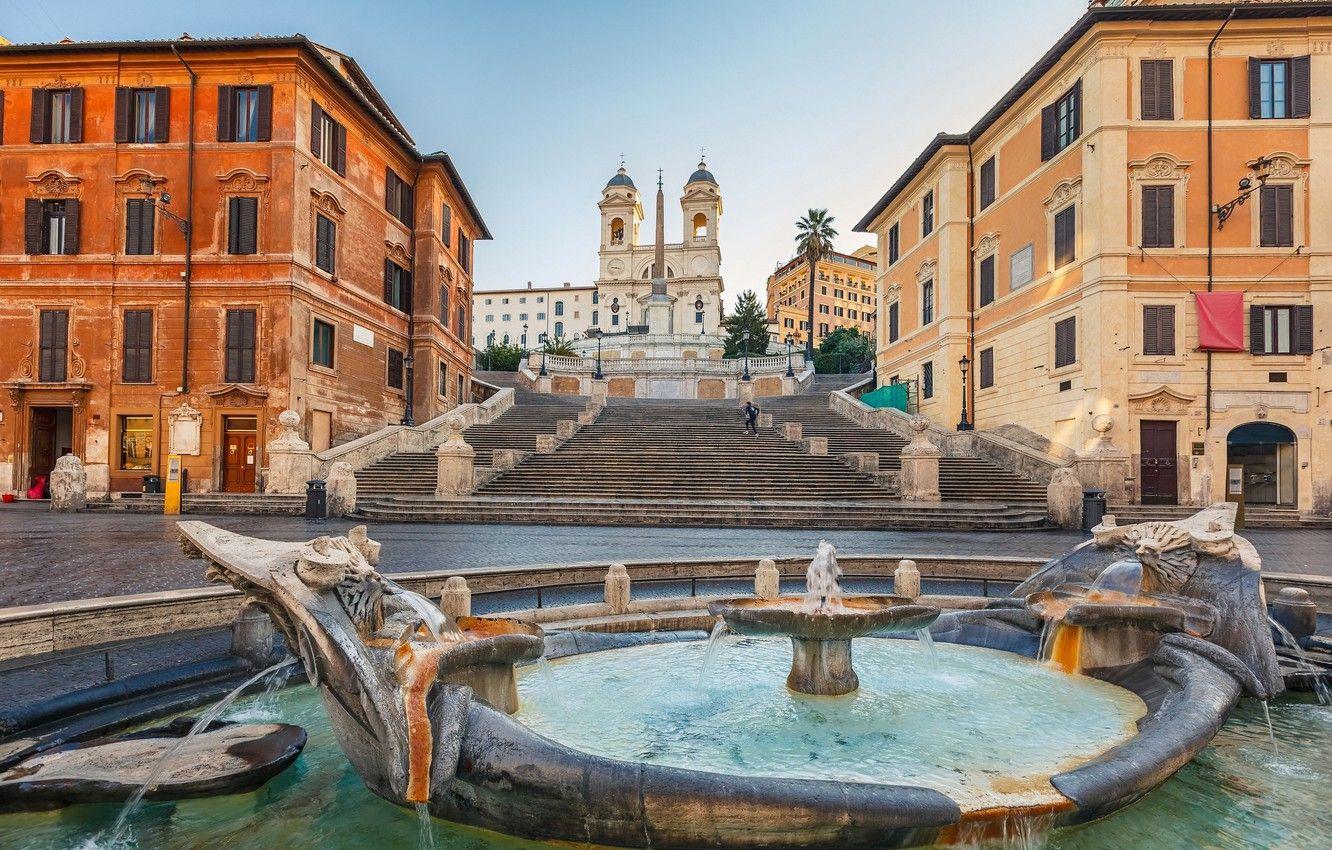1332x850 Wallpaper Rome, Italy, The Spanish steps, Espana, the fountain of the old boat image for desktop, section город