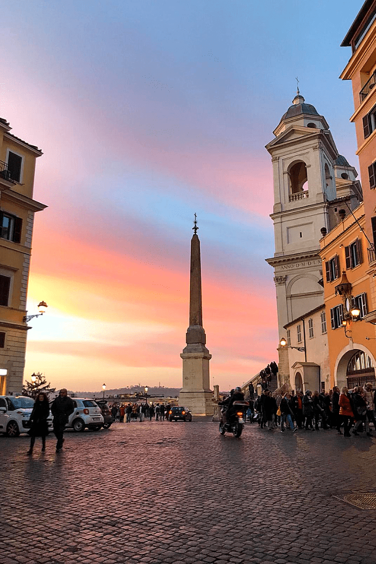 735x1102 A beautiful sunset over the Spanish steps in Rome, Italy #travel #italy #sunset #rome. Italy sunset, Italy tours, Italy picture