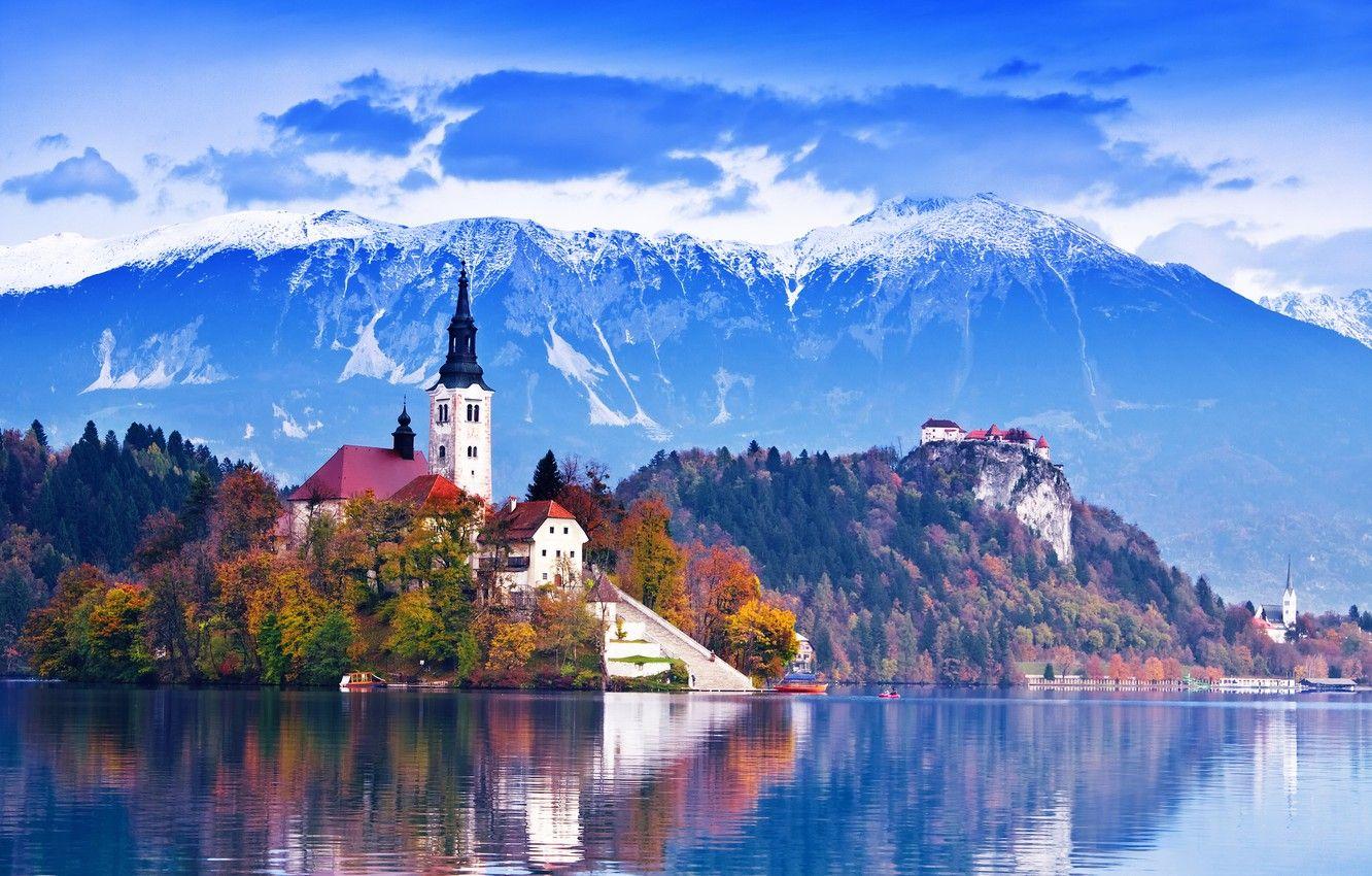 1332x850 Wallpaper beautiful, mountains, lakes, island church image for desktop, section пейзажи