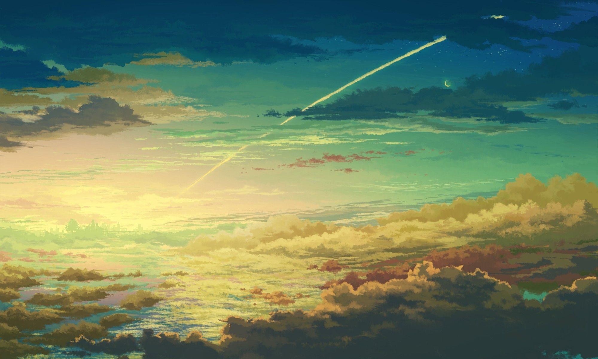 2000x1200 clouds, Space, Anime Wallpaper HD / Desktop and Mobile Background
