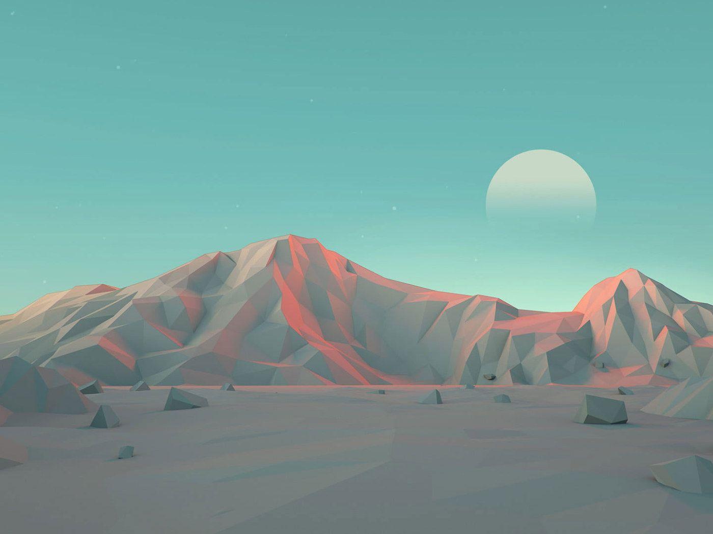 1400x1050 Gray mountains illustration wallpaper, Mark Kirkpatrick, minimalism, low poly • Wallpaper For You HD Wallpaper For Desktop & Mobile