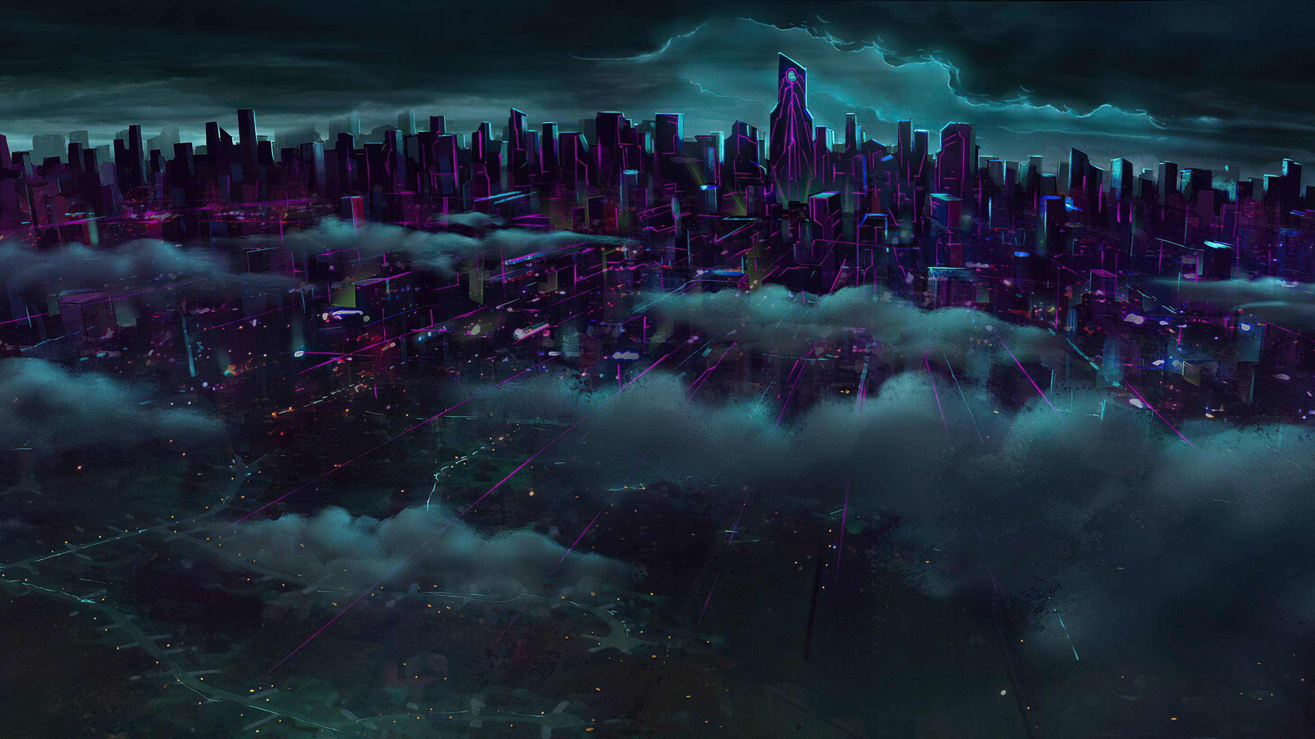 2560x1440 Futuristic Cityscape 4K Art 1440P Resolution Wallpaper, HD Artist 4K Wallpaper, Image, Photo and Background