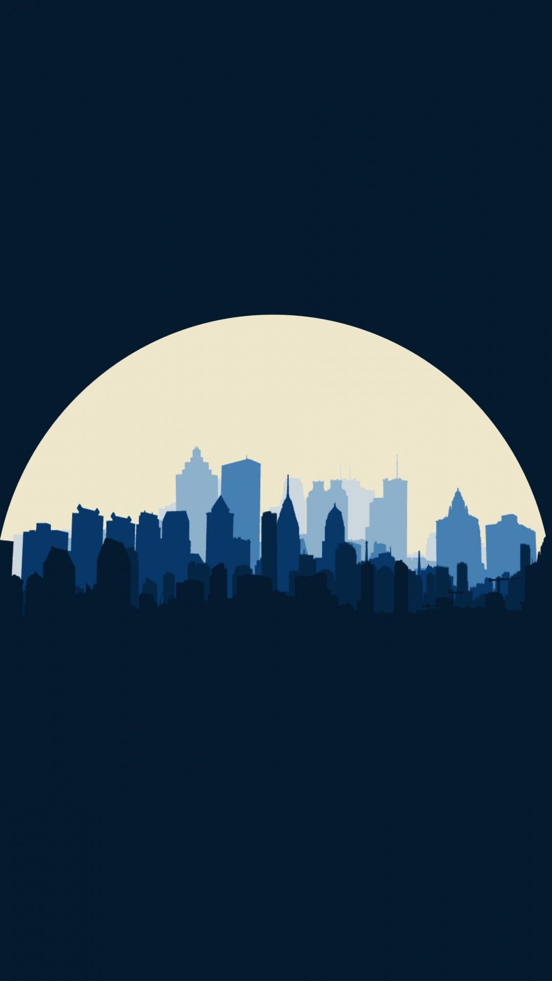 1080x1920 Moon, cityscape, minimal, art, 1080x1920 wallpaper. Drawing wallpaper, Digital art illustration, Art wallpaper