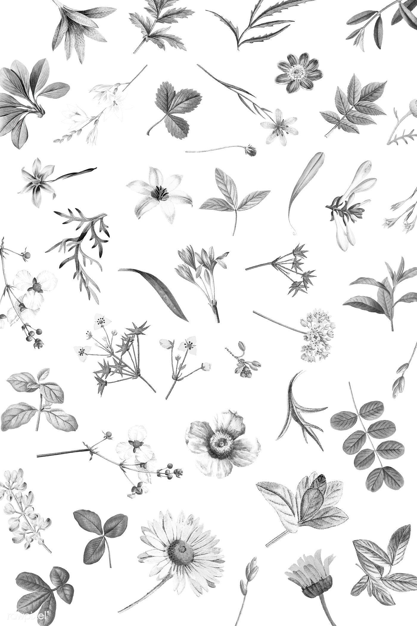 1400x2100 Download premium vector of White floral wallpaper design vector 1201107. Floral wallpaper, Floral wallpaper iphone, Black floral wallpaper