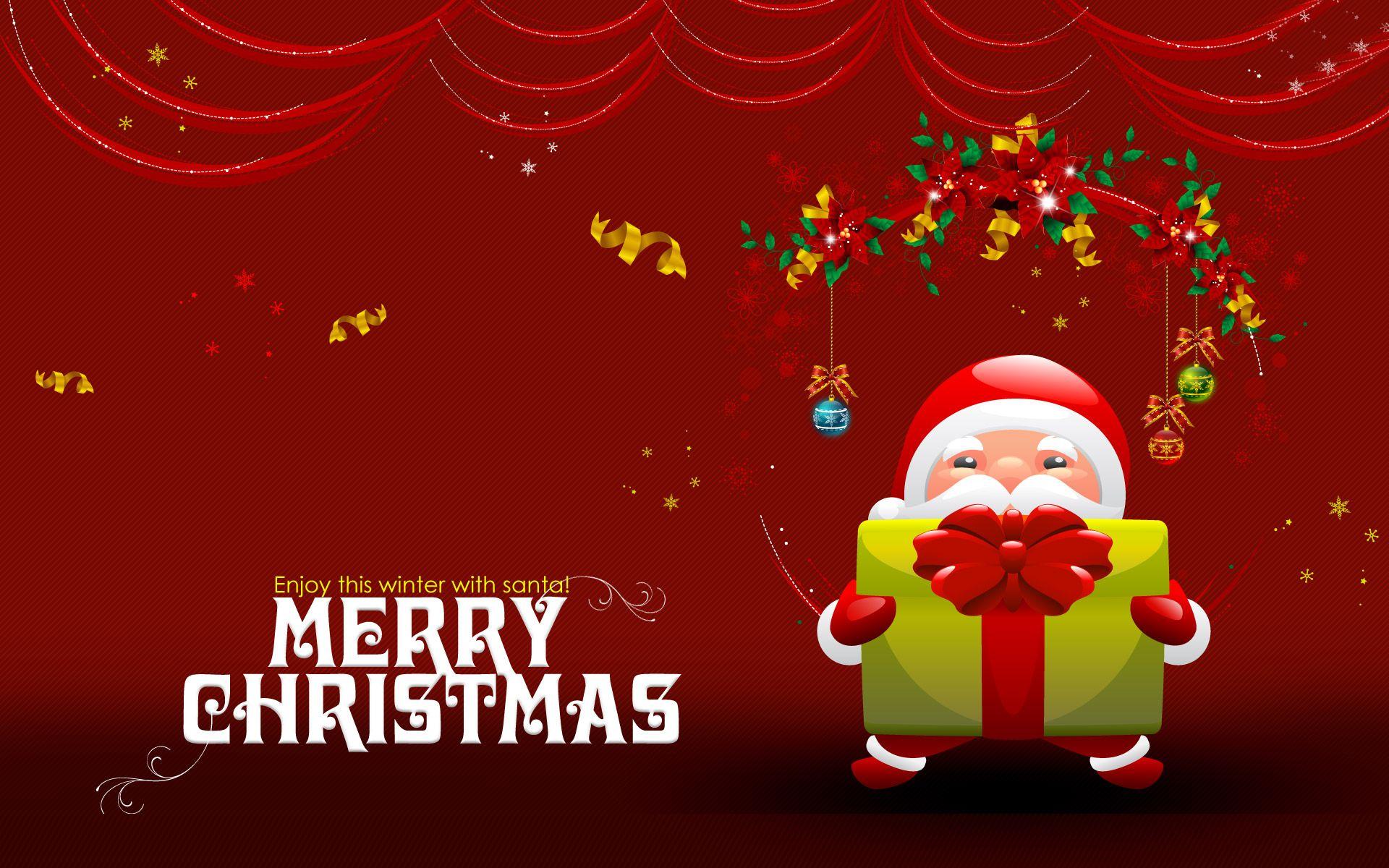 1920x1200 Merry Christmas Cute Santa Gifts For Christmas 2014 Wishes With Name HD Wallpaper