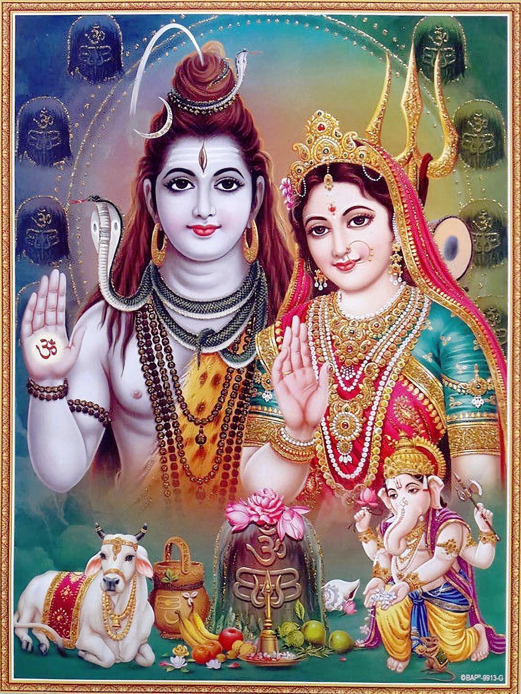 1020x1358 Shiva Parvati and Ganesha (via ebay: Indian_ash). Lord shiva family, Lord shiva, Lord shiva painting