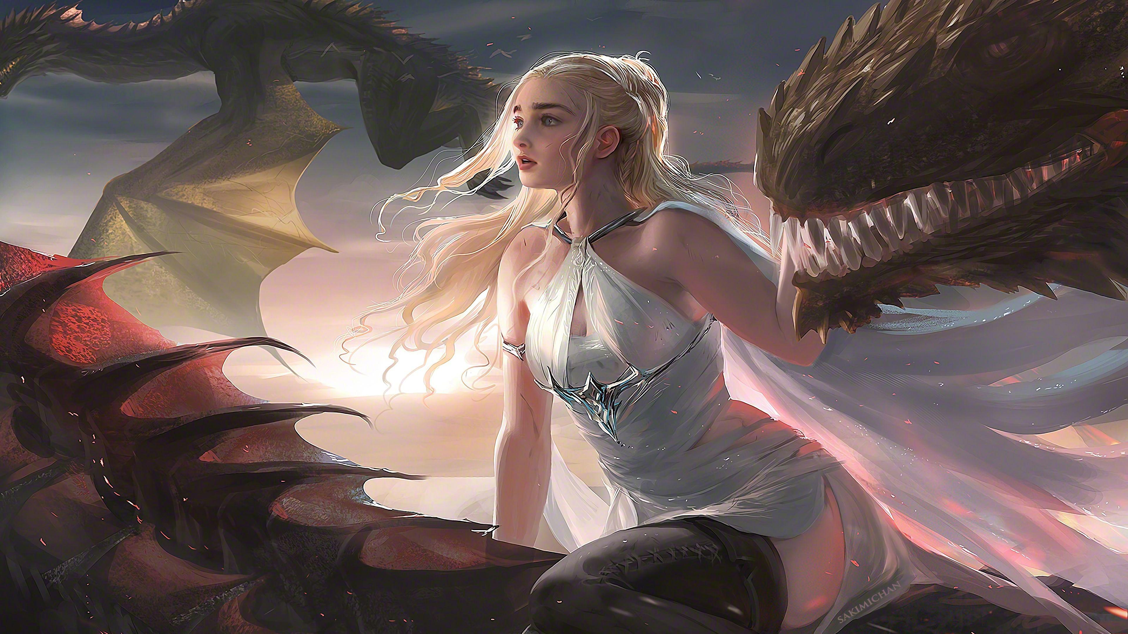 3840x2160 Daenerys Targaryen Dragon Game of Thrones 4K Wallpaper