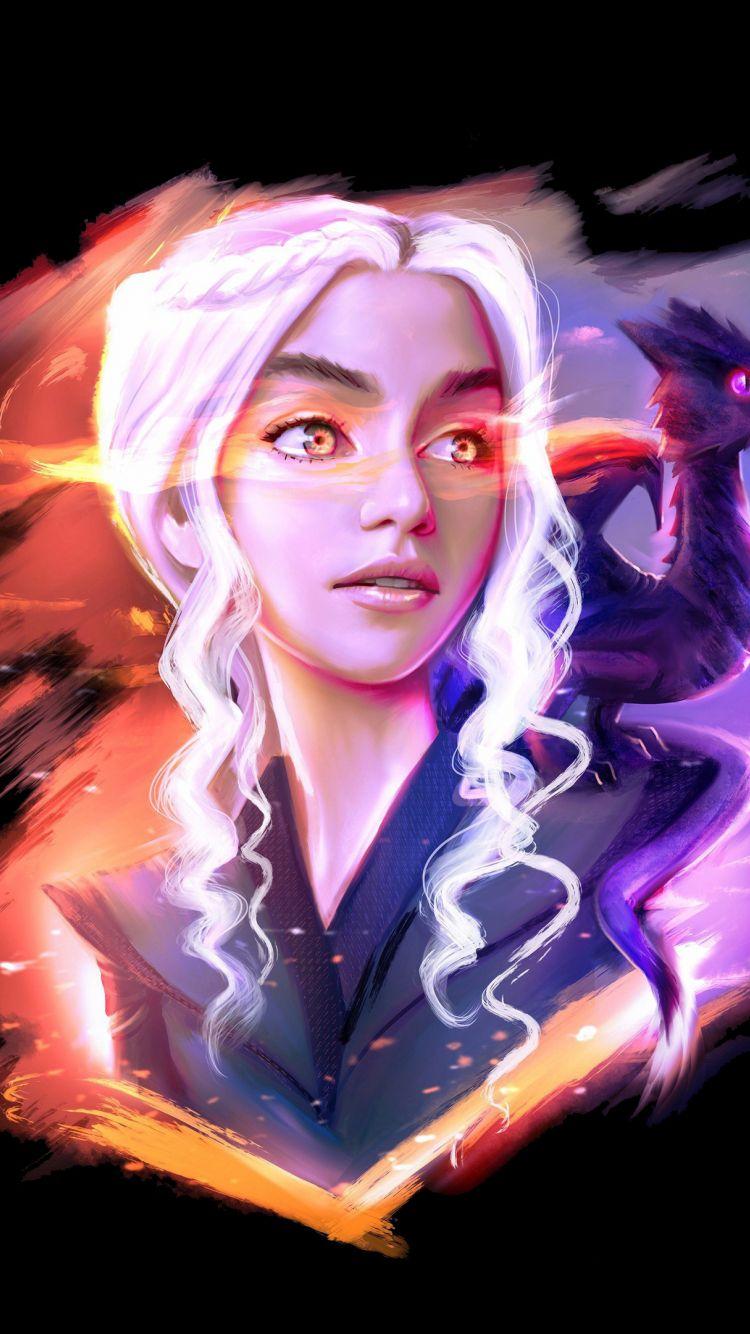 750x1334 Download 750x1334 wallpaper daenerys targaryen and dragon, game of thrones, fan art, iphone iphone 750x1334 HD image, background, 6284