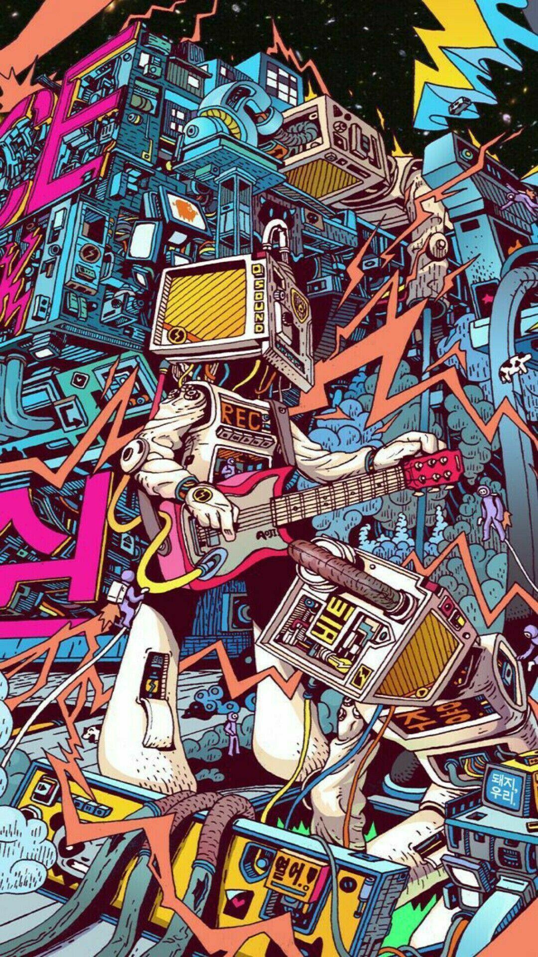 1080x1920 Cartoon Graffiti Wallpaper