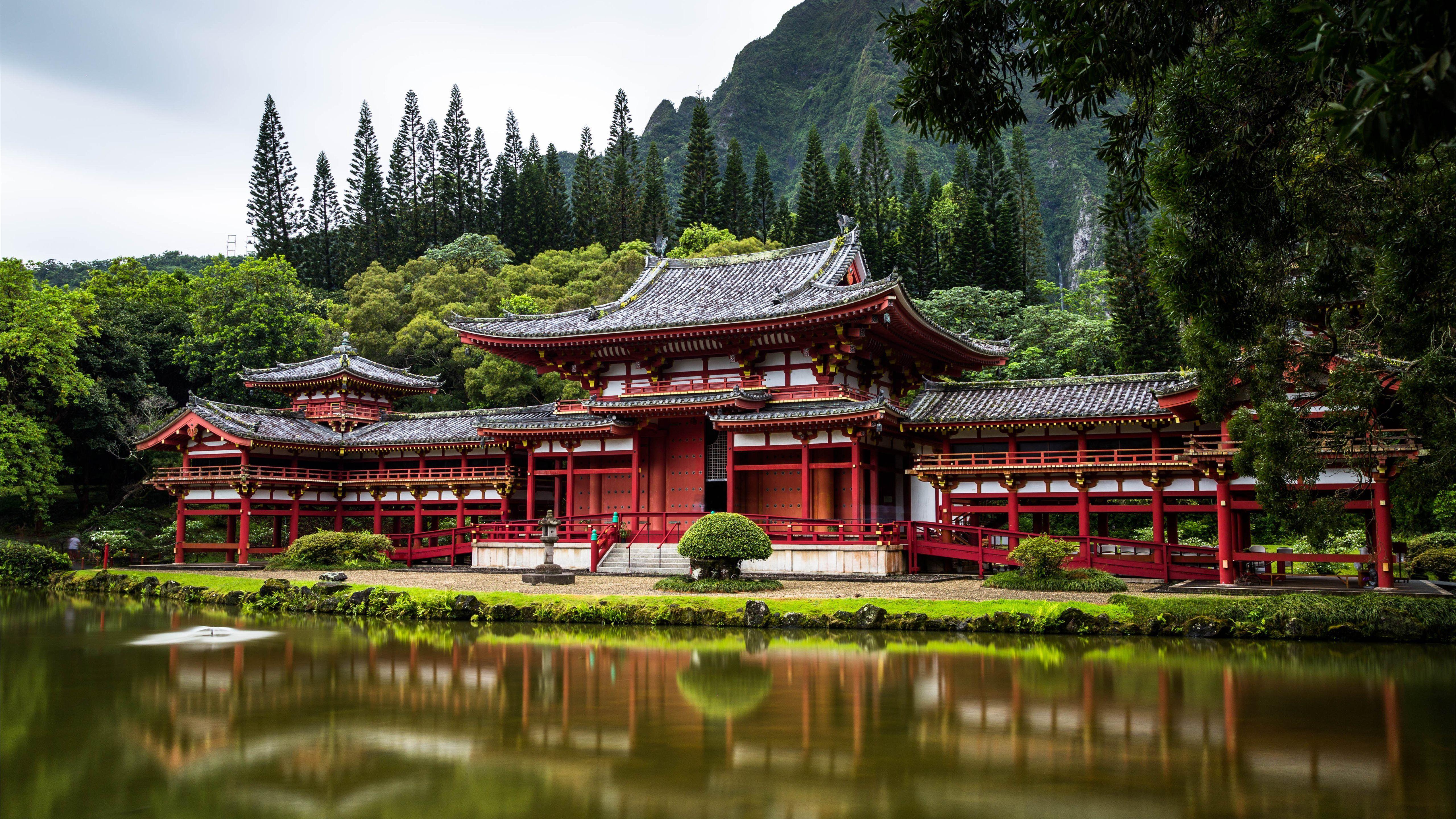 5120x2880 Red Japanese temple MacBook Air Wallpaper Download
