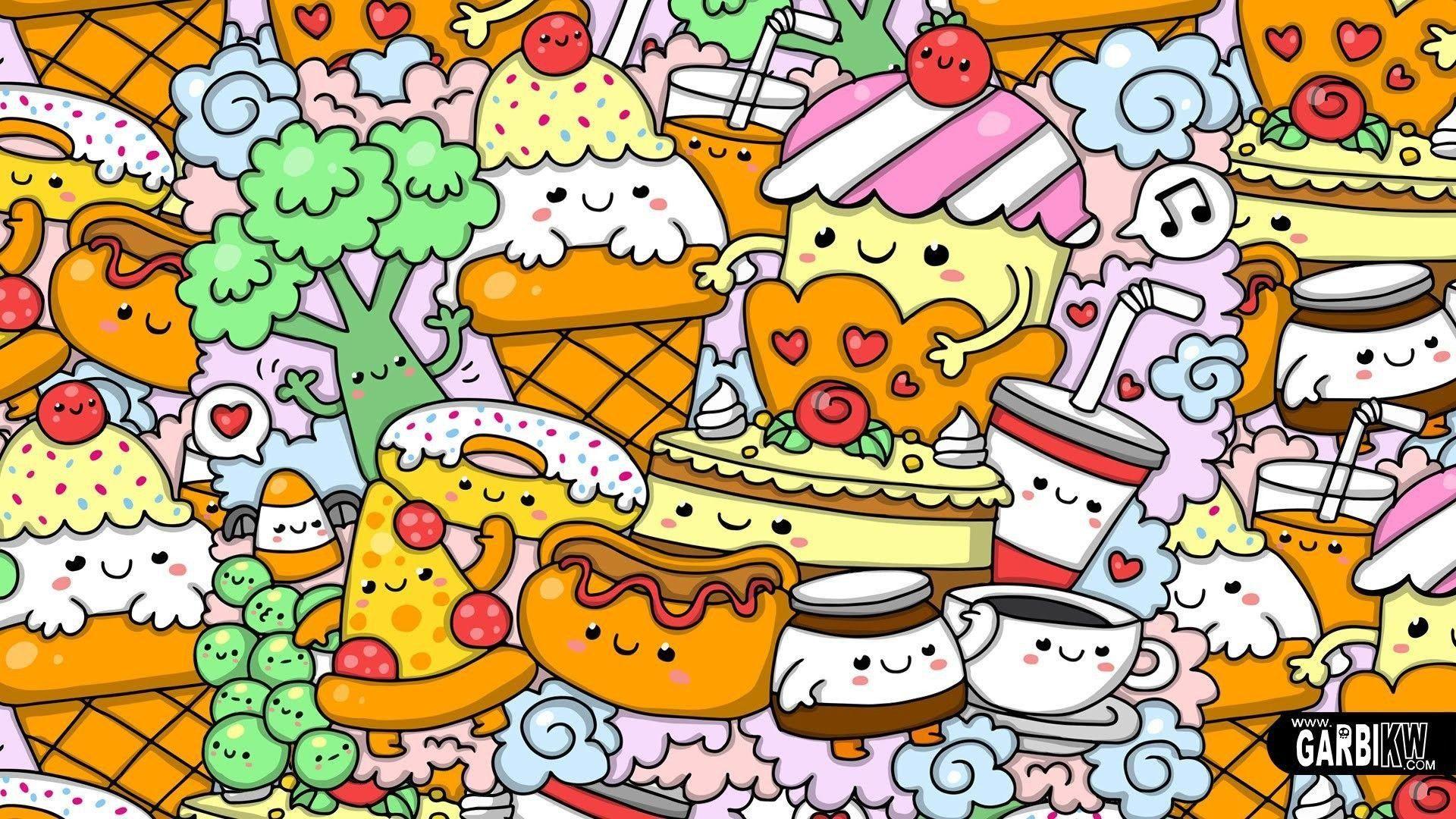 1920x1080 Cute Cartoon Food Love .