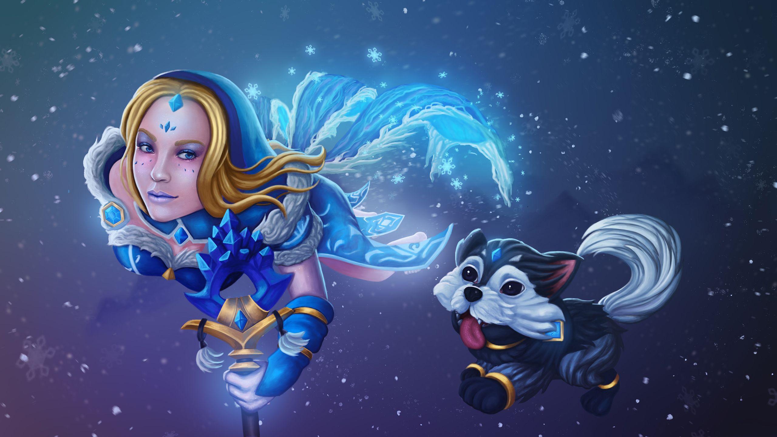 2560x1440 image Dota 2 Crystal Maiden Sorcery Mage Staff Fantasy HD Wallpaper