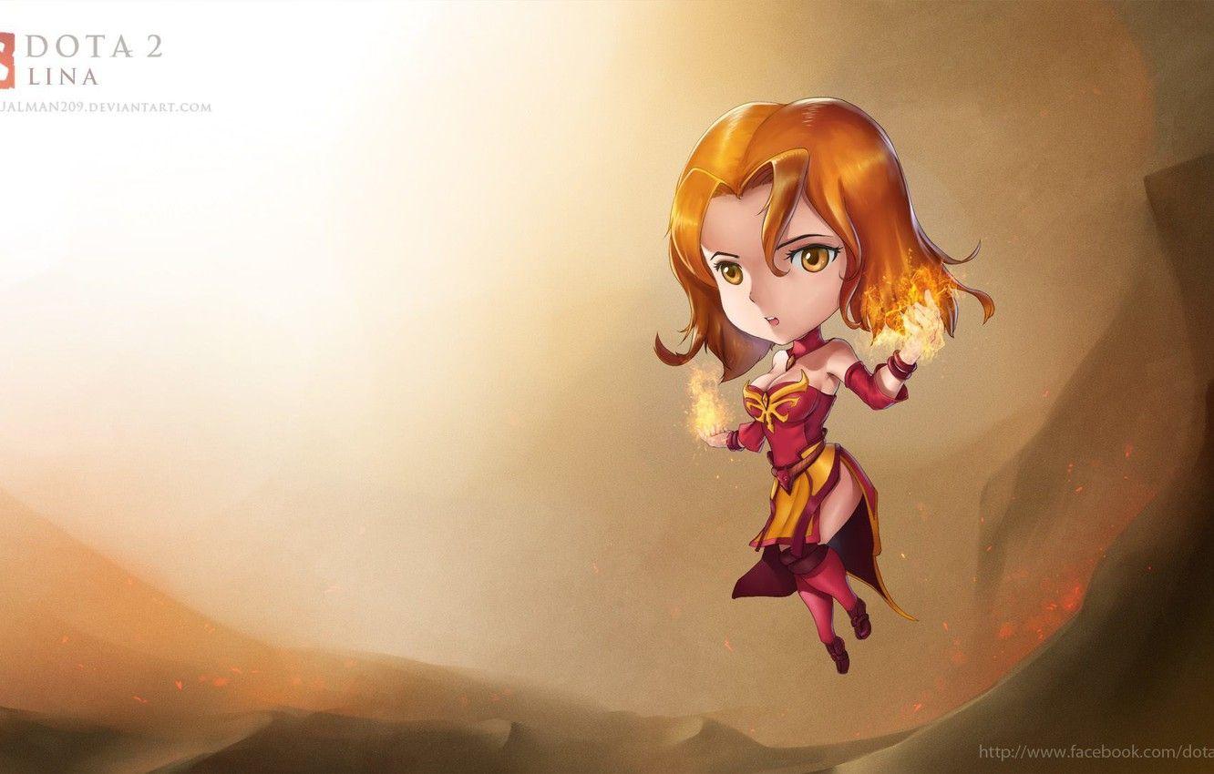 1332x850 Wallpaper chibi, dota lina, virtualman209 image for desktop, section игры