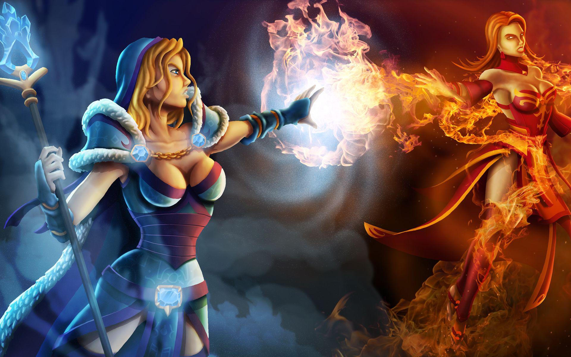 1920x1200 Crystal Maiden Girls Magic Wariors Fire Dota 2 Desktop HD Wallpaper For Mobile Phones And Tablet 1920x1200 :