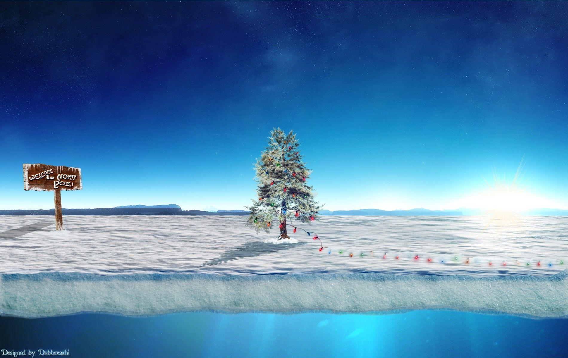 1900x1200 North Pole Santa Claus Christmas Christmas Tree Cyan Ice Snow Blue Wallpaper:1900x1200