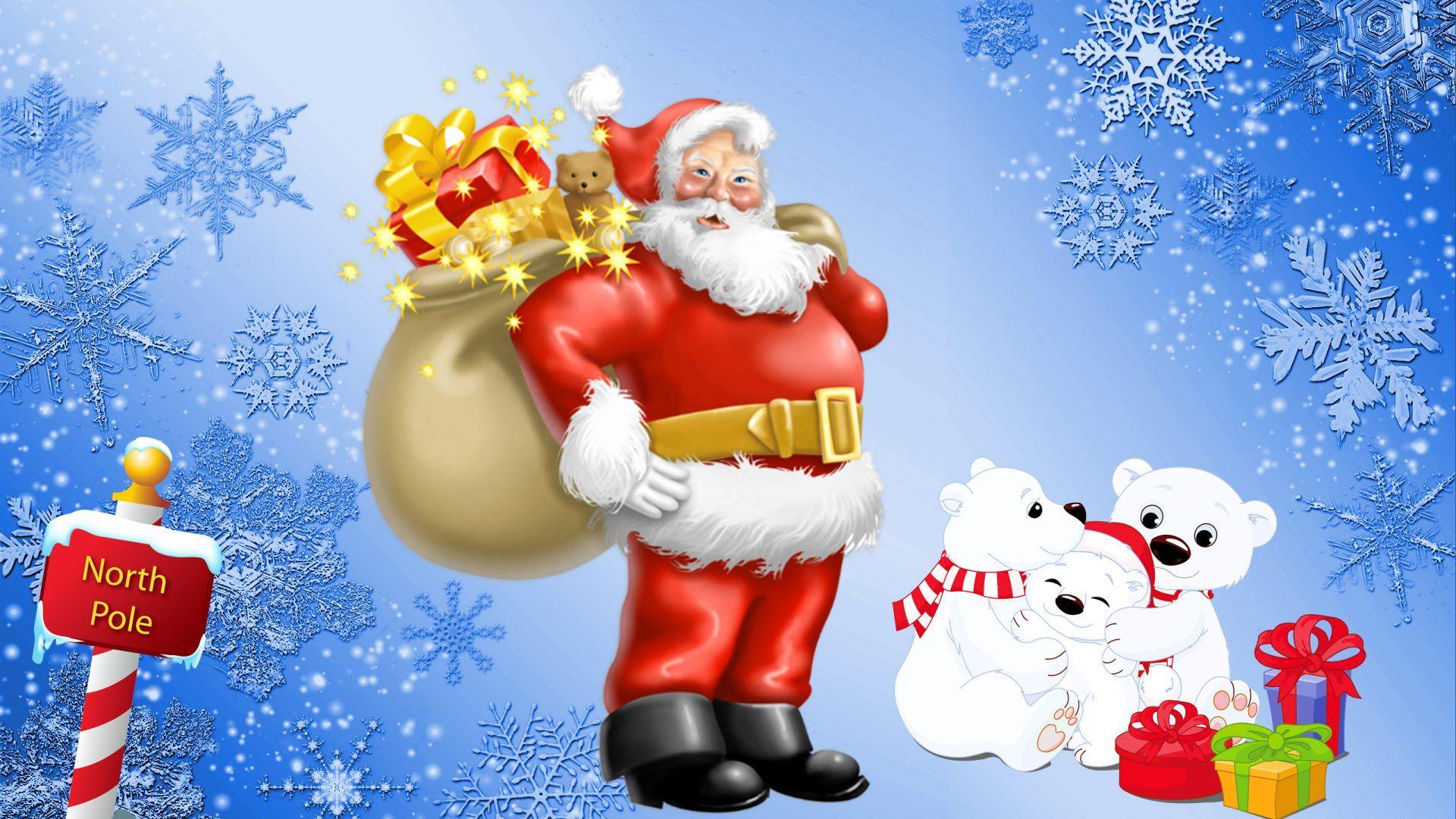 1920x1080 Santa Claus North Pole Gifts For Polar Bears Desktop HD Wallpaper For Mobile Phones Tablet And PC 2560x1600 :