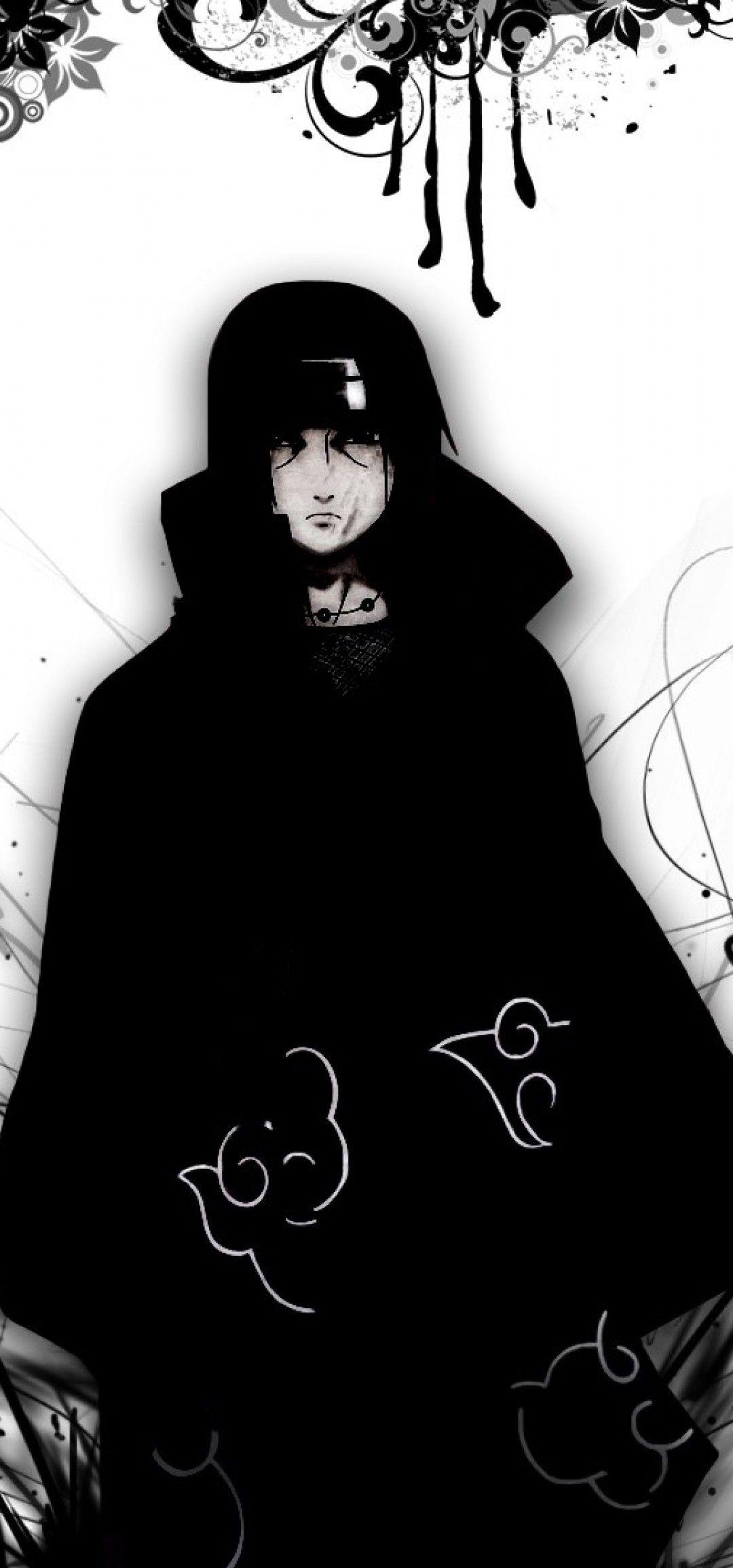1080x2310 Download 1080x2310 Uchiha Sasuke, Naruto, Black And White, Akatsuki Wallpaper for Honor View 20