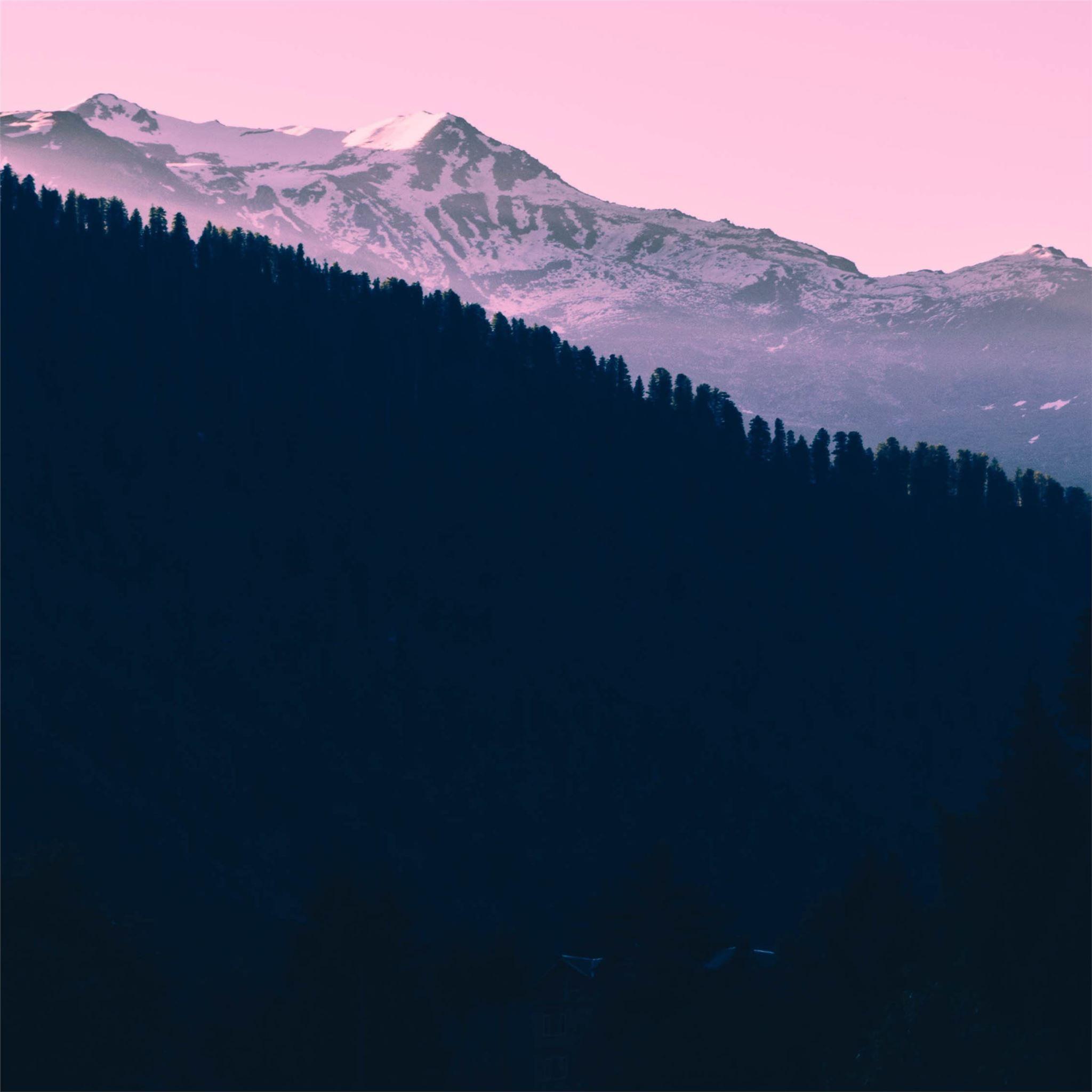 2048x2048 beautiful mountains landscape pink tone iPad Pro Wallpaper Free Download