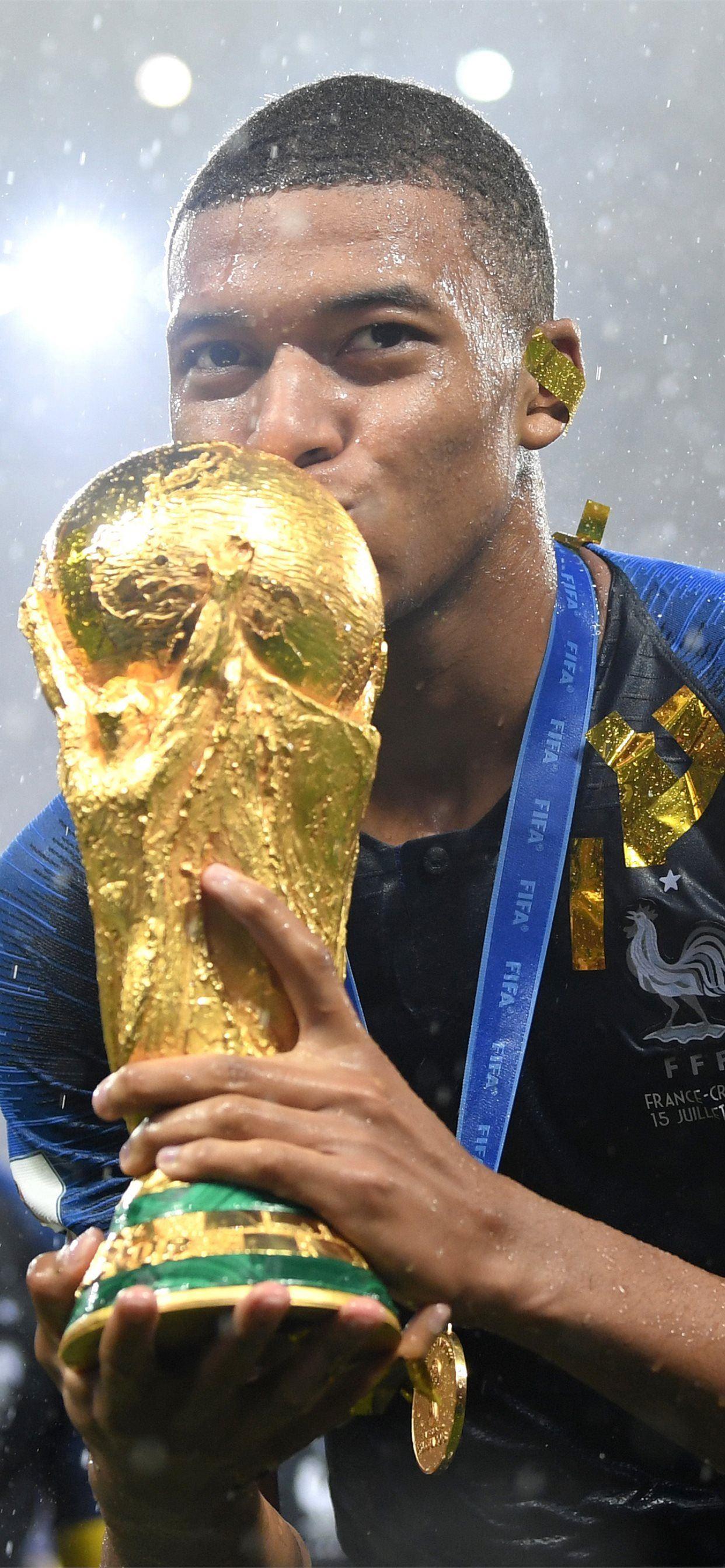 1242x2688 Kylian Mbappe Celebrates FIFA World Cup Win Samsun. iPhone X Wallpaper Free Download