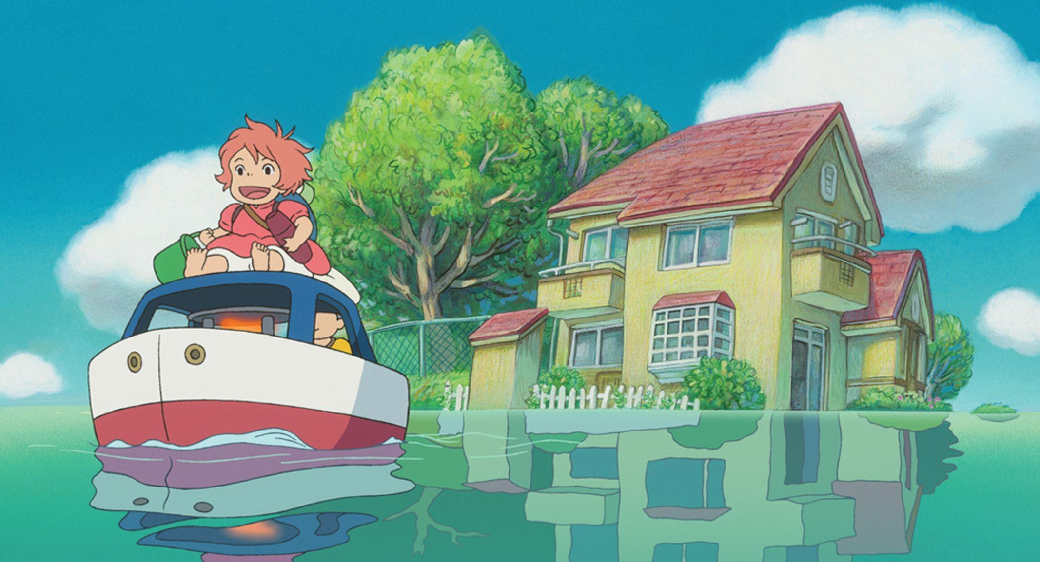 2133x1154 Ponyo On The Cliff Wallpaper