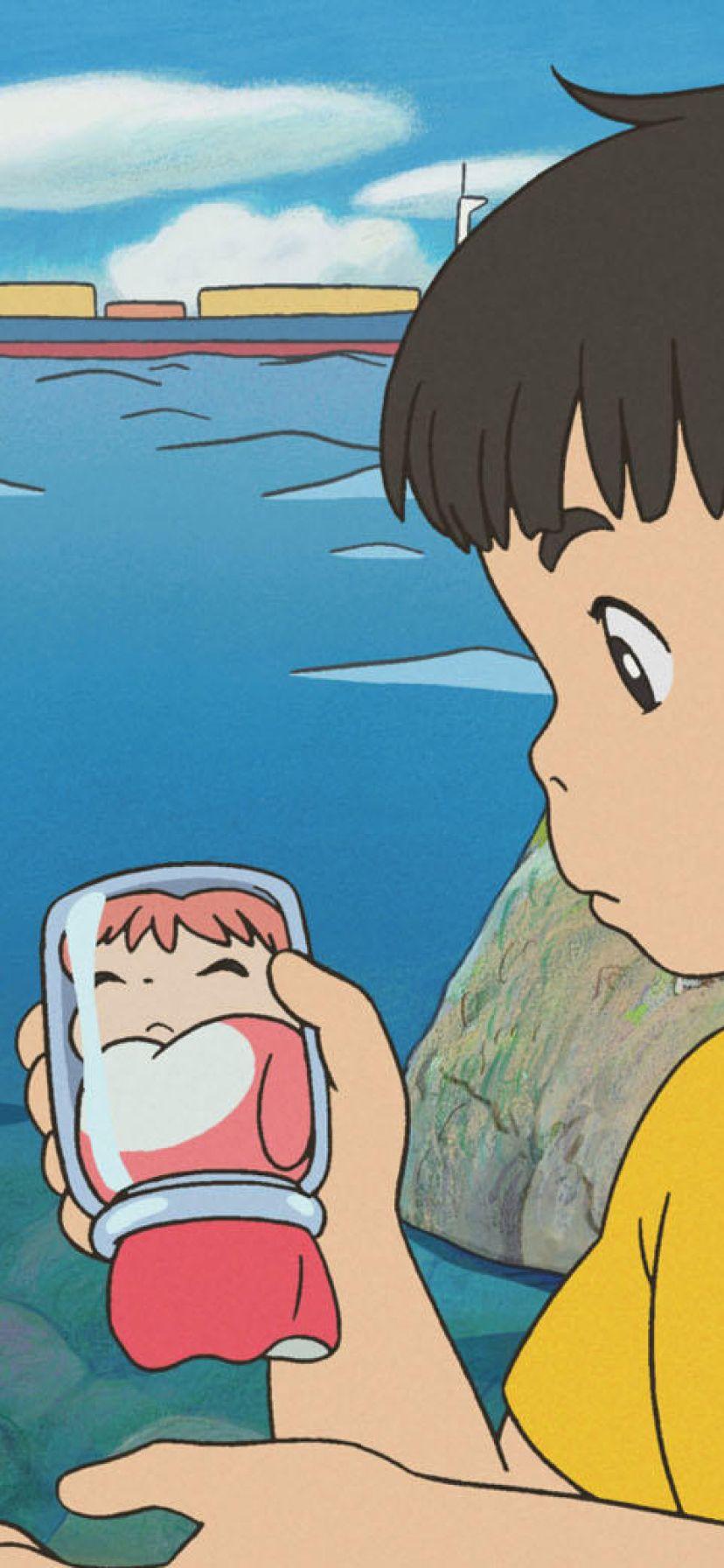 828x1792 Ponyo in a Glass Jar Wallpaper