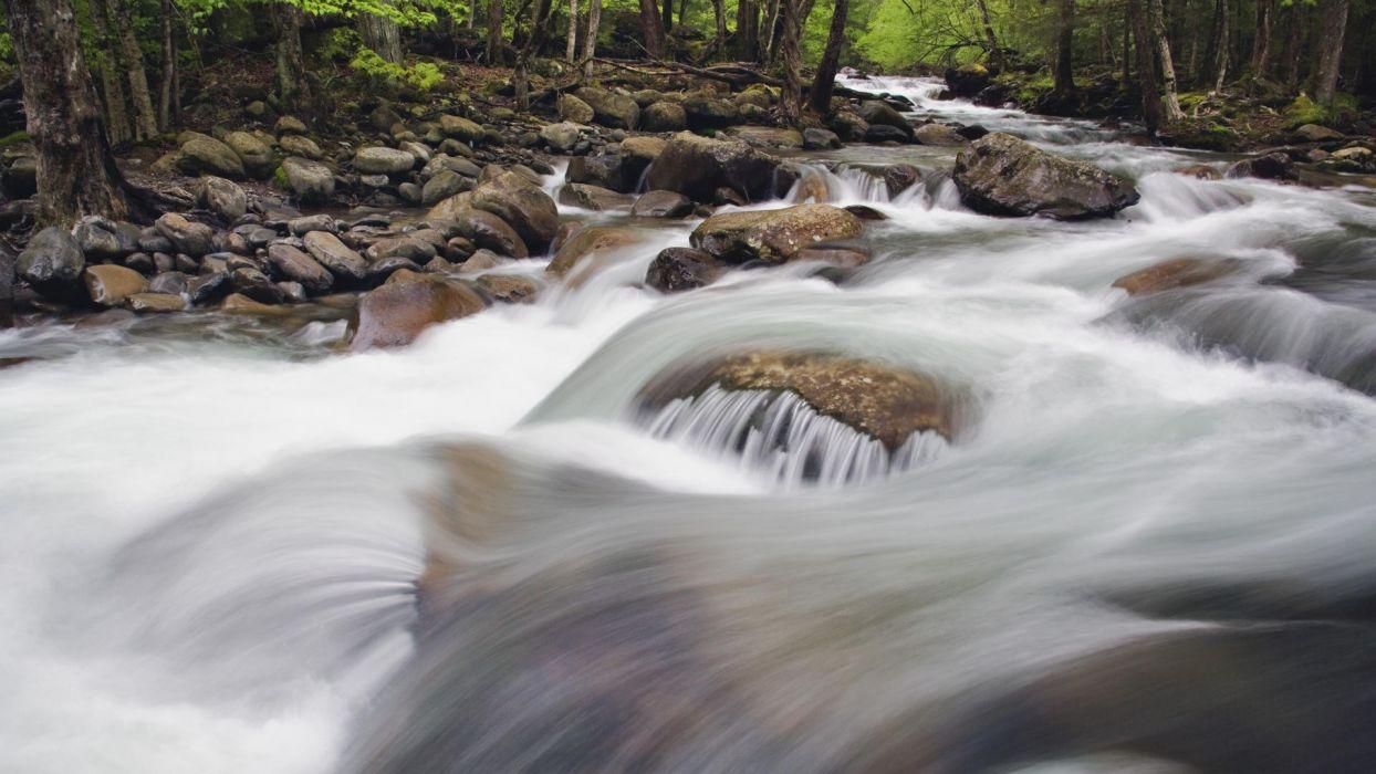 1244x700 Landscapes spring Tennessee waterfalls National Park Great Smoky Mountains creek wallpaperx1080