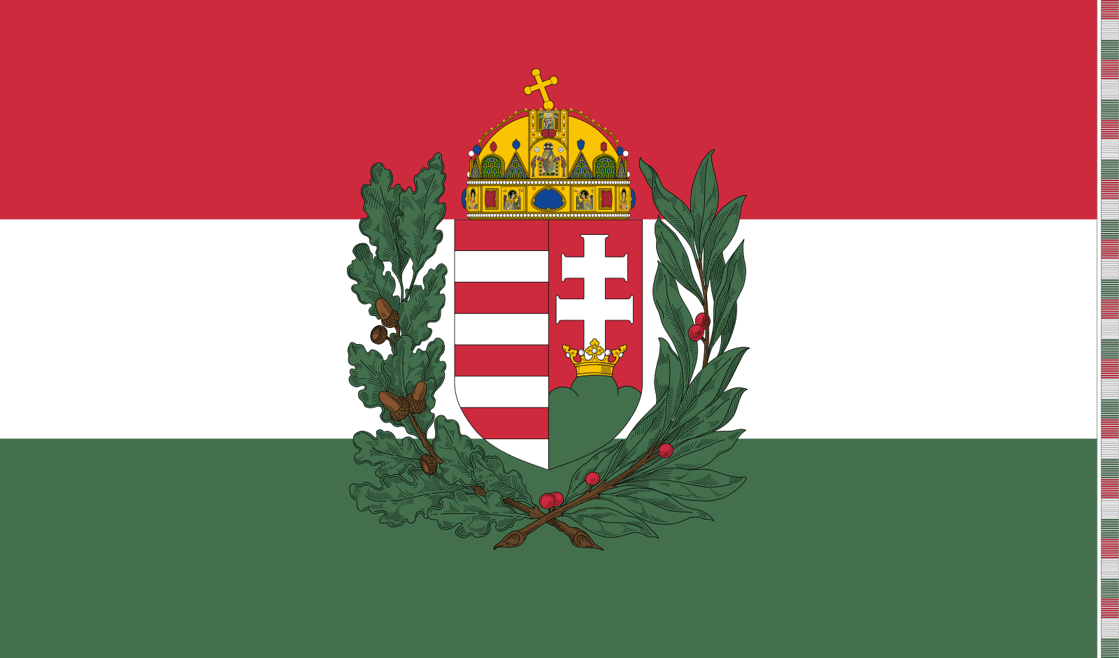 1600x941 War Flag of Hungary (1939- size VI).svg. Hungary flag, War flag, Historical flags