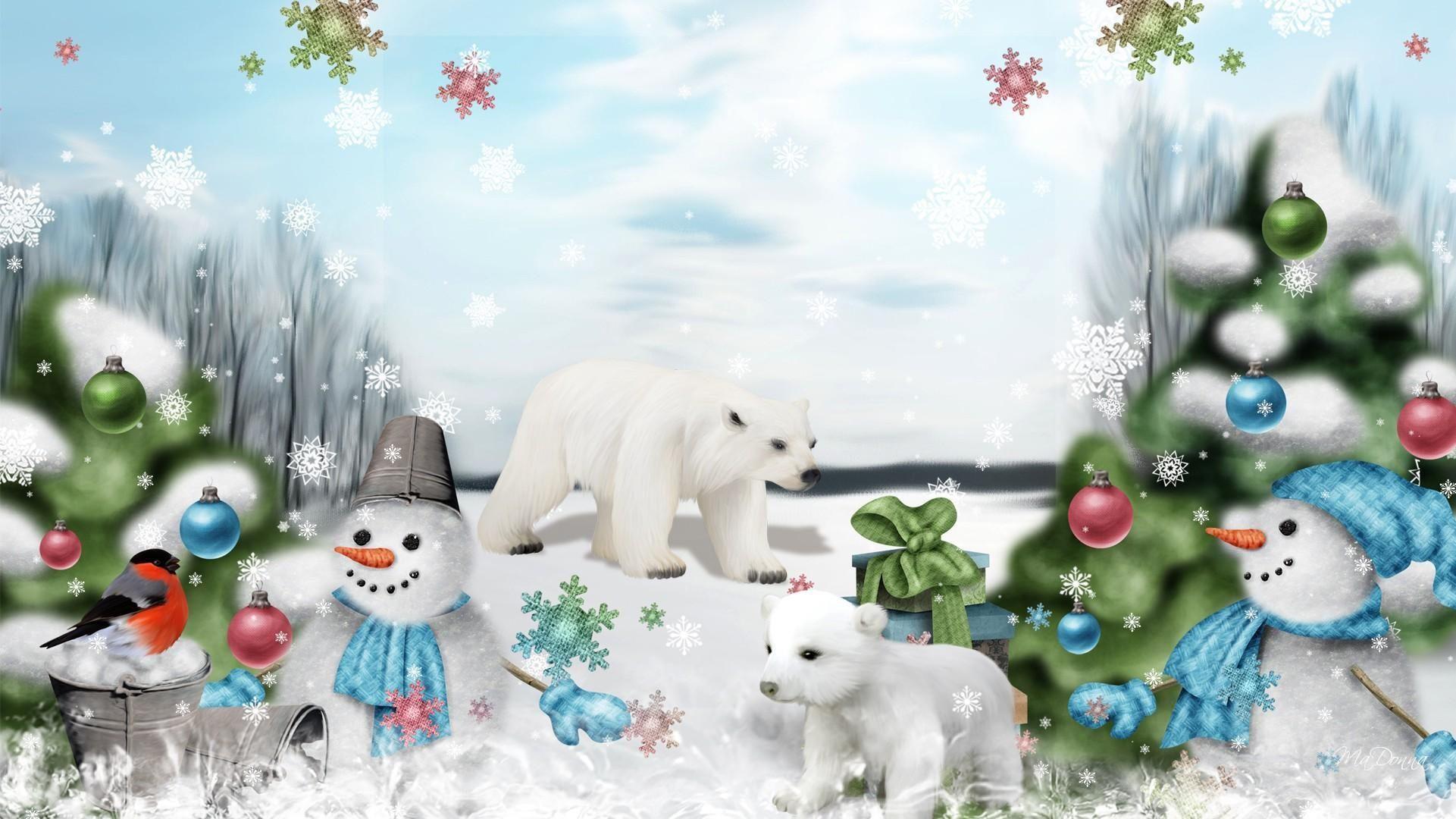 1921x1080 Cute Polar Bear Christmas Wallpaper .