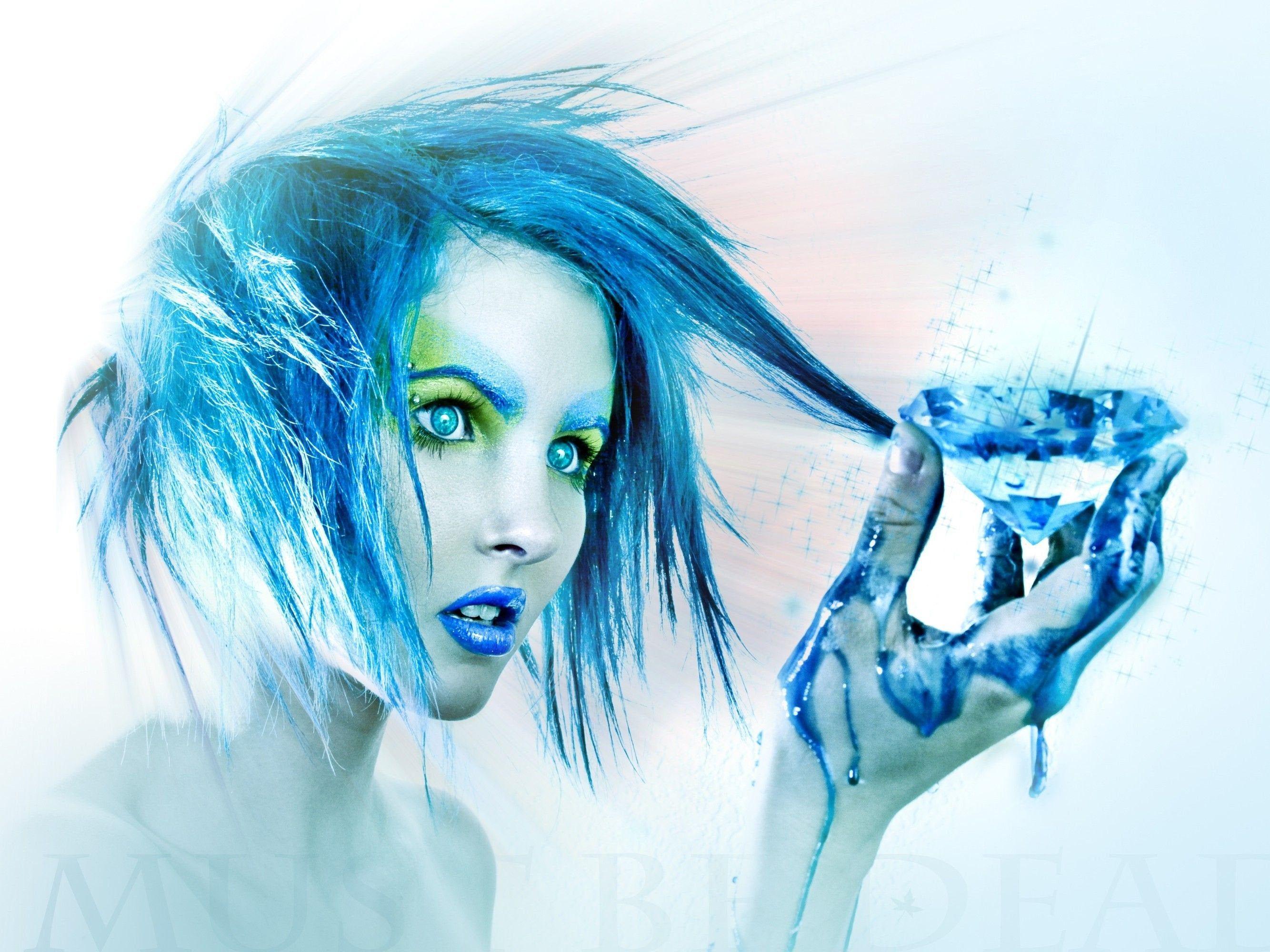 2667x2000 A blue girl with her gem