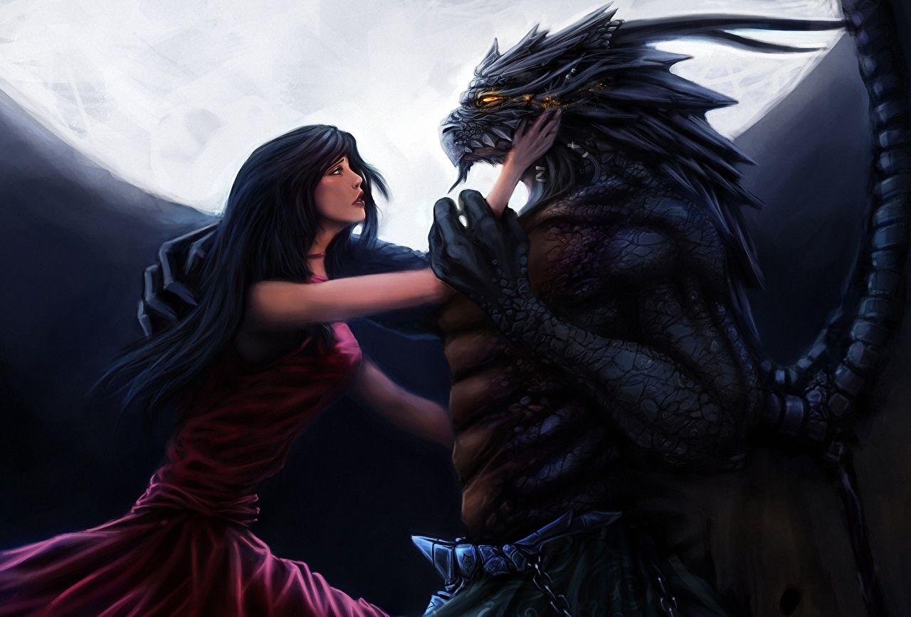 1280x868 Desktop Wallpaper dragon Love Fantasy